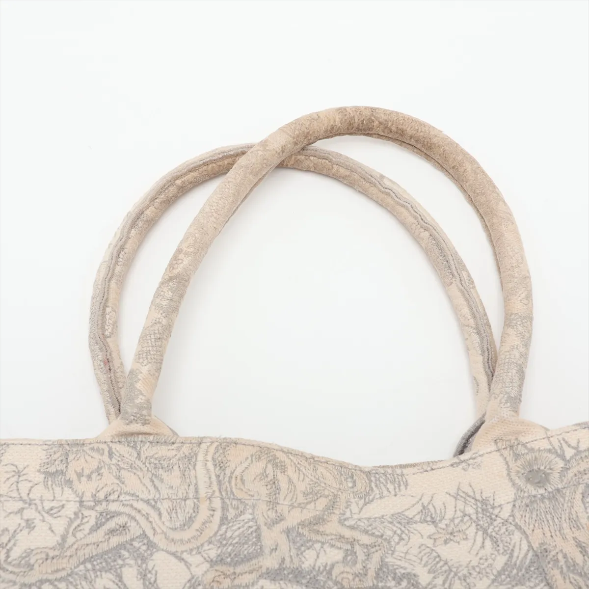 Toile de Jouy Embroidery Book Tote Medium Canvas Tote Bag, Gray — view 6
