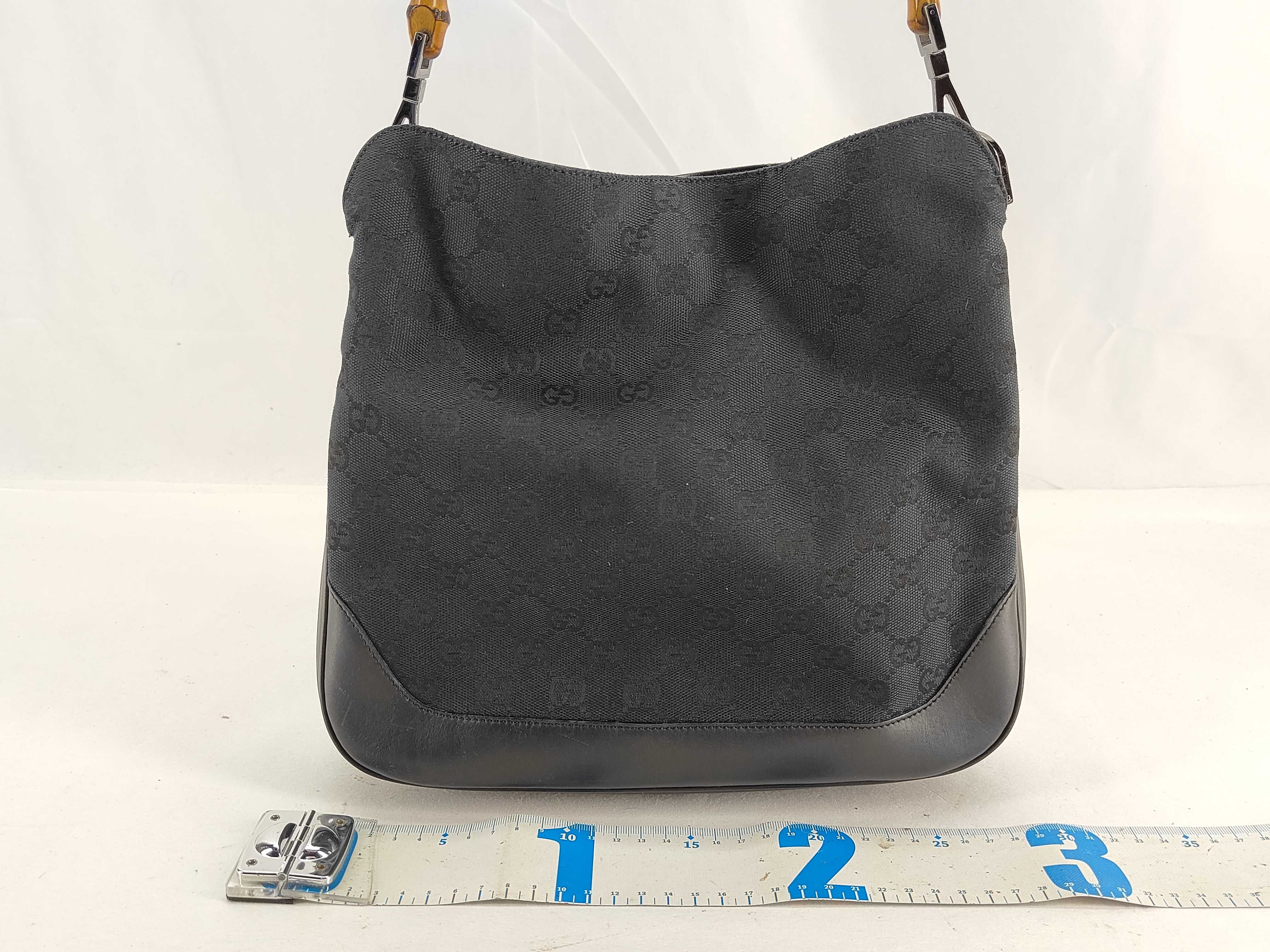 Bamboo Shoulder Bag, Black GG Canvas Tote Bag — view 2