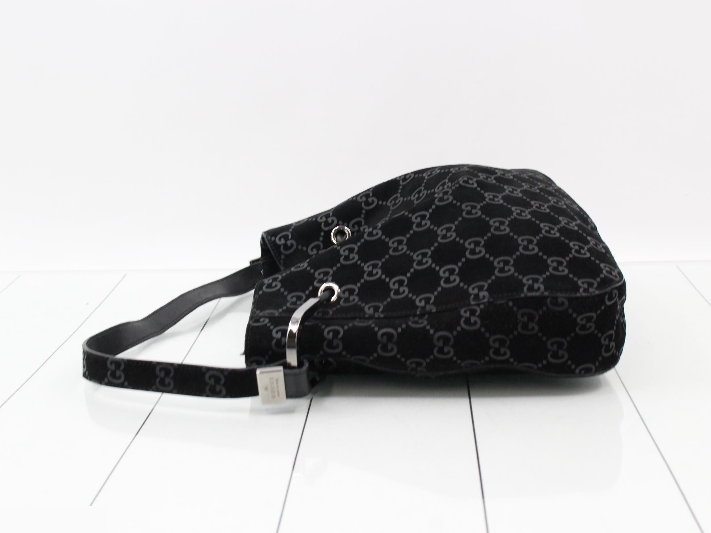 GG pattern one-shoulder bag, suede, black, 001 3748 — view 4