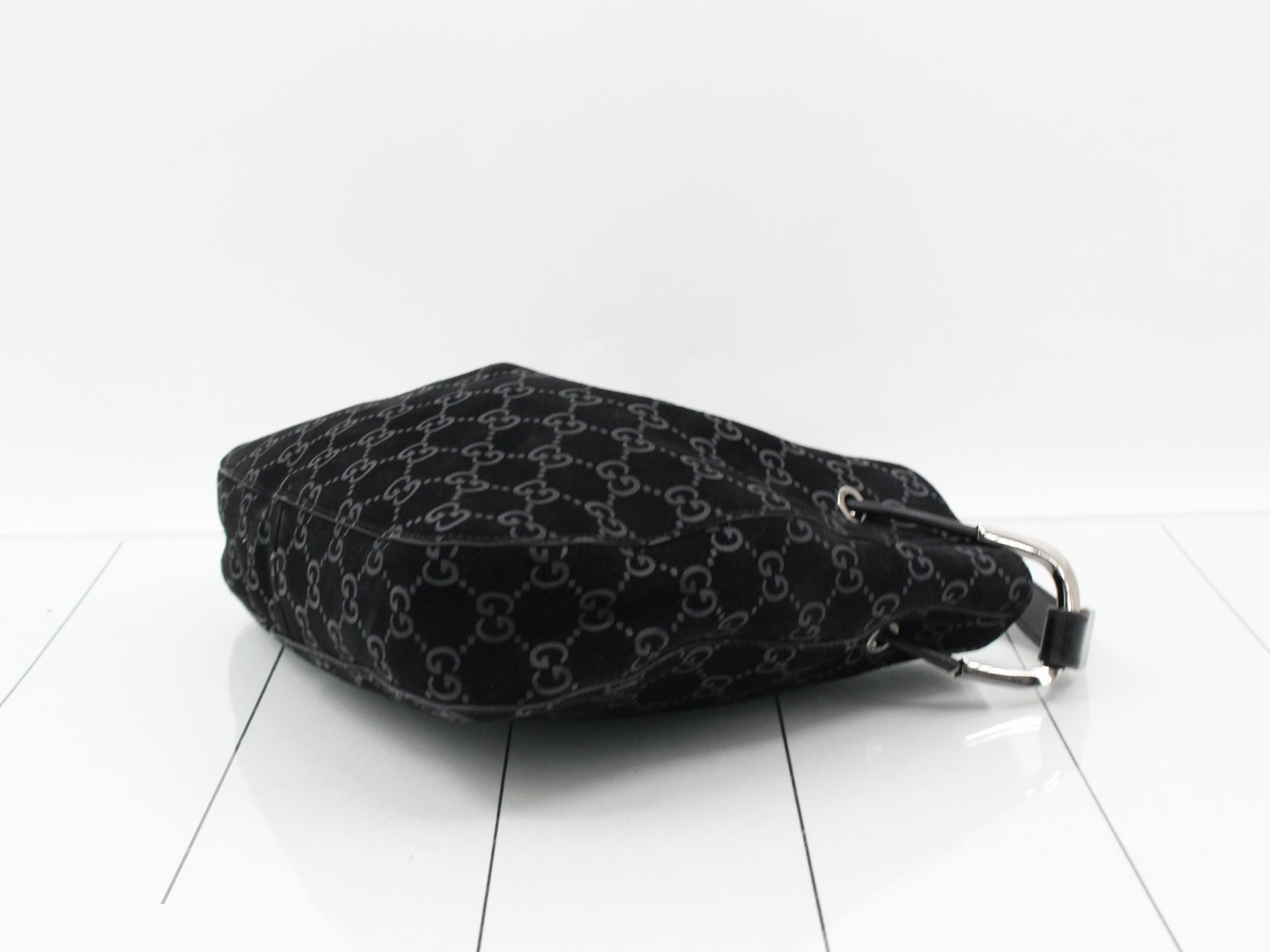 GG pattern one-shoulder bag, suede, black, 001 3748 — view 6