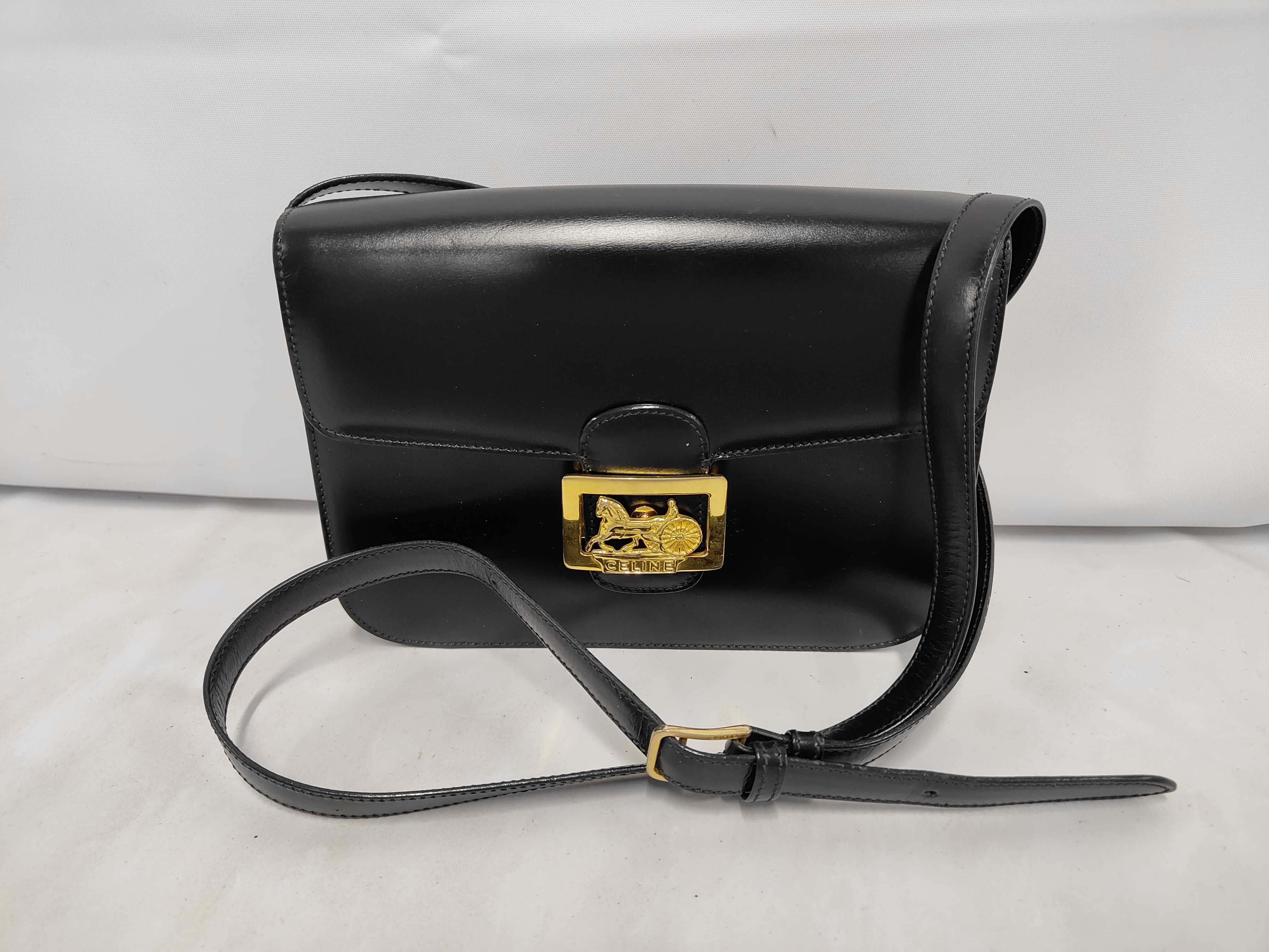 Old Vintage Carriage Hardware Leather Shoulder Bag