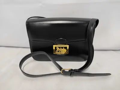 Old Vintage Carriage Hardware Leather Shoulder Bag