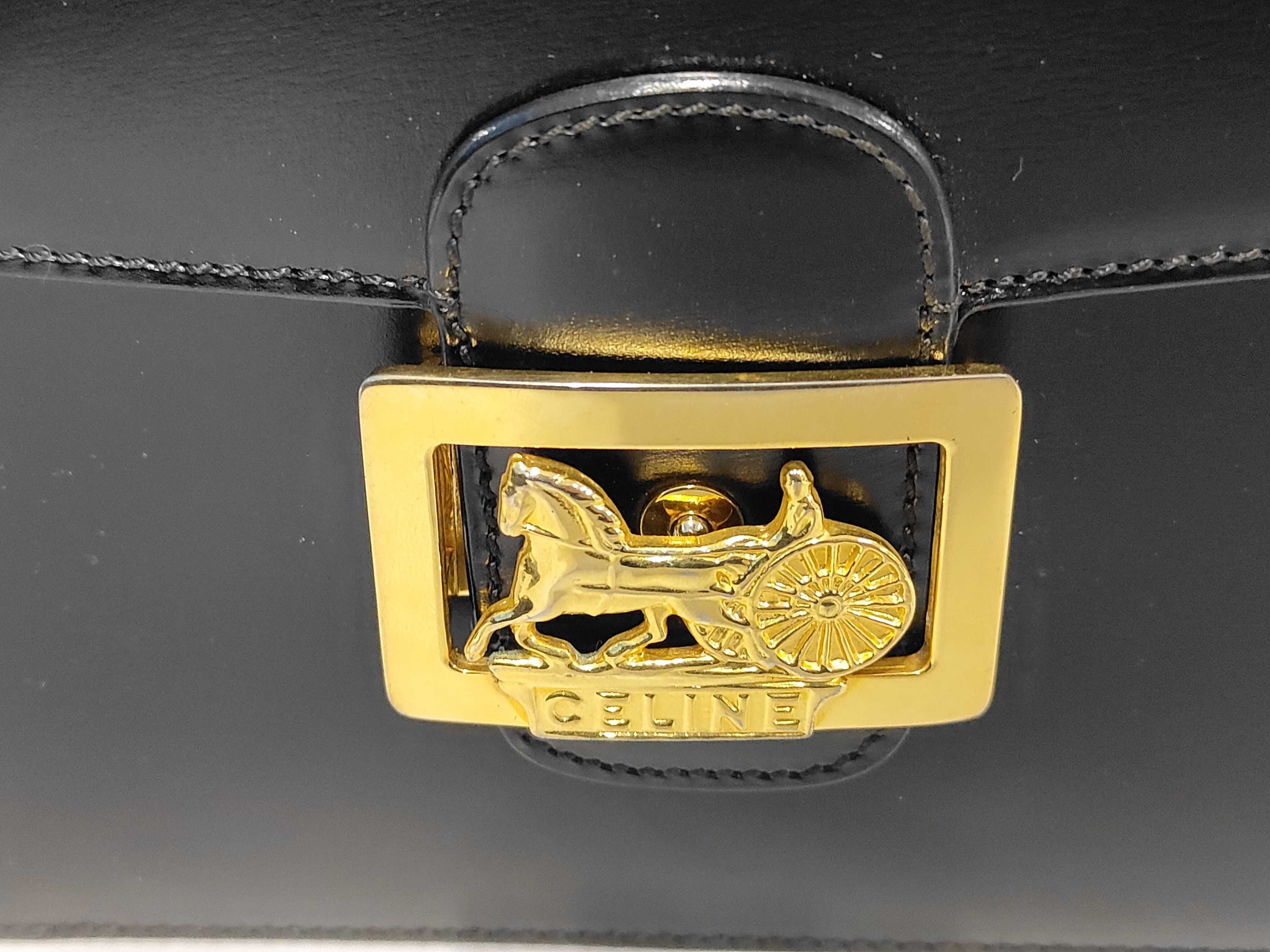 Old Vintage Carriage Hardware Leather Shoulder Bag — view 8