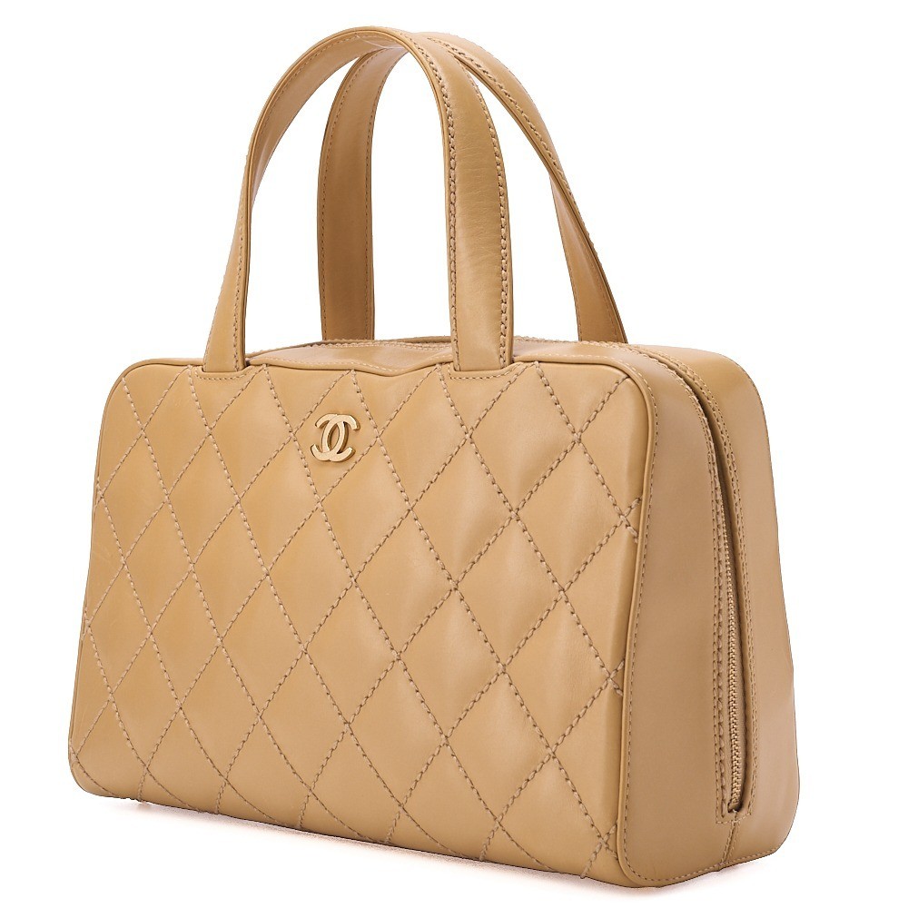 Calfskin Wild Stitch Hand Tote Bag, Beige — view 2
