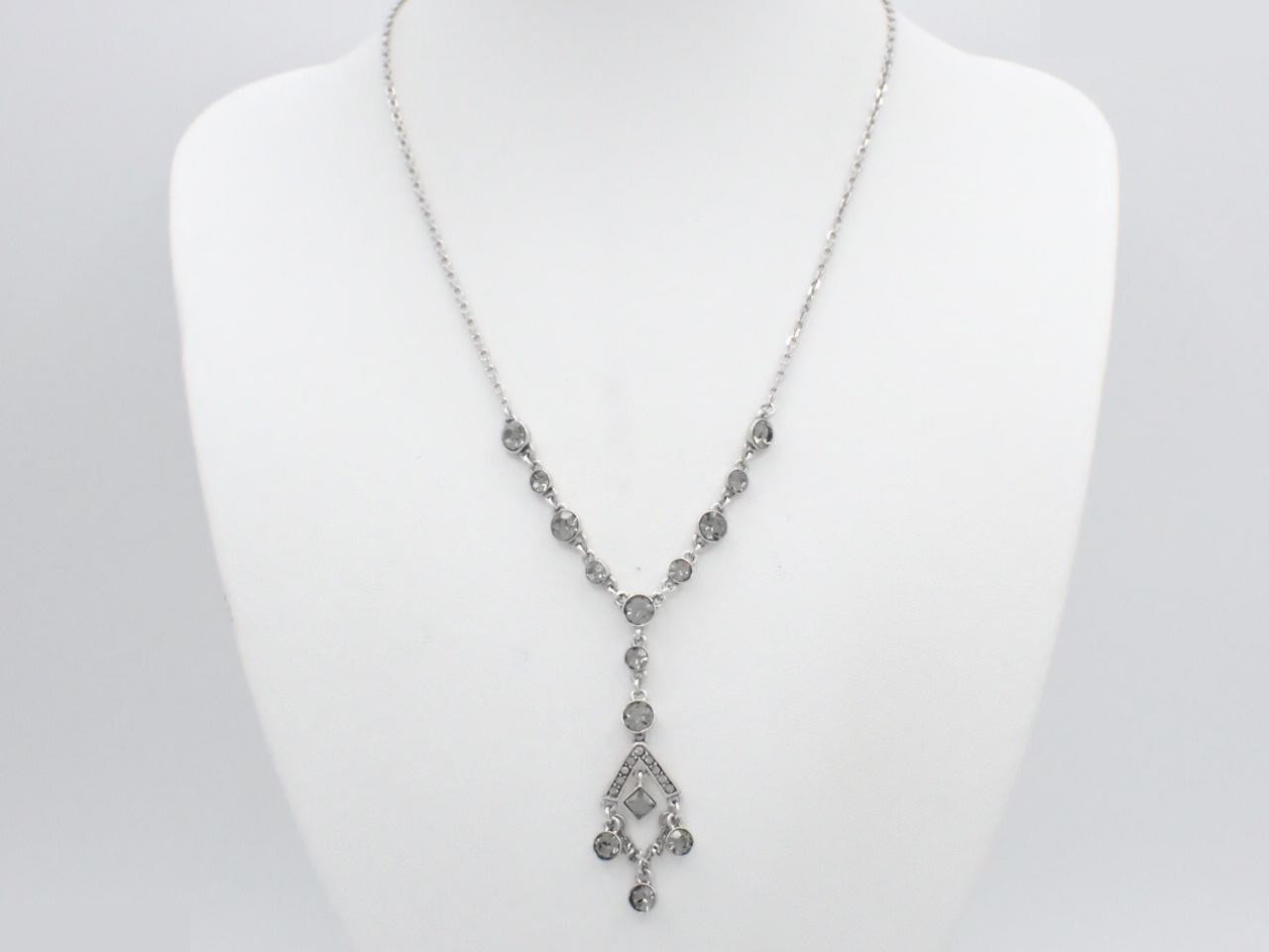 Necklace with rhinestones, chain approximately 44cm long. — view 3