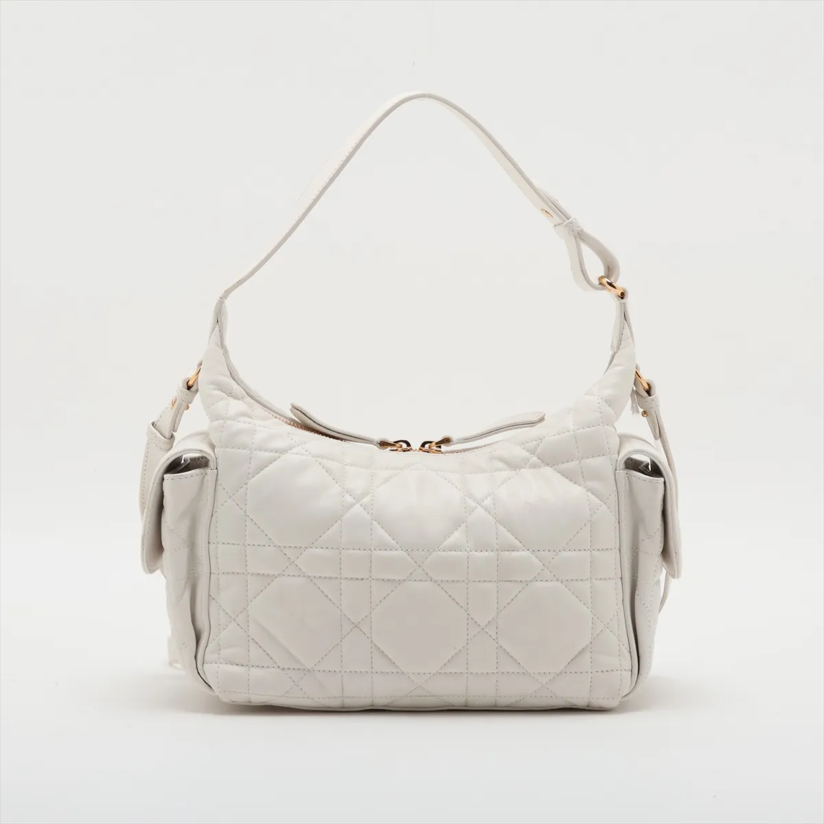 Cannage Dream Leather Shoulder Bag, White — view 2