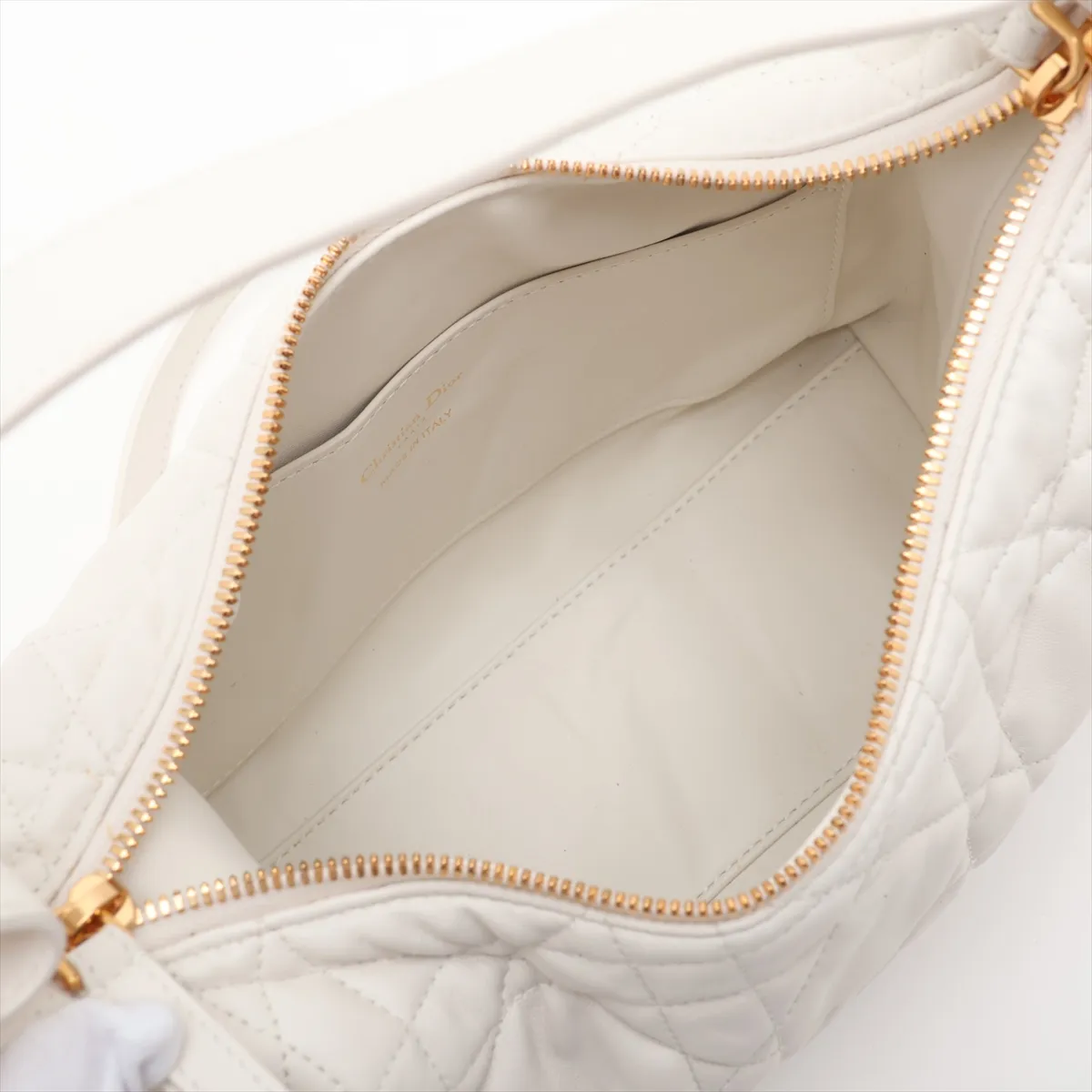 Cannage Dream Leather Shoulder Bag, White — view 8