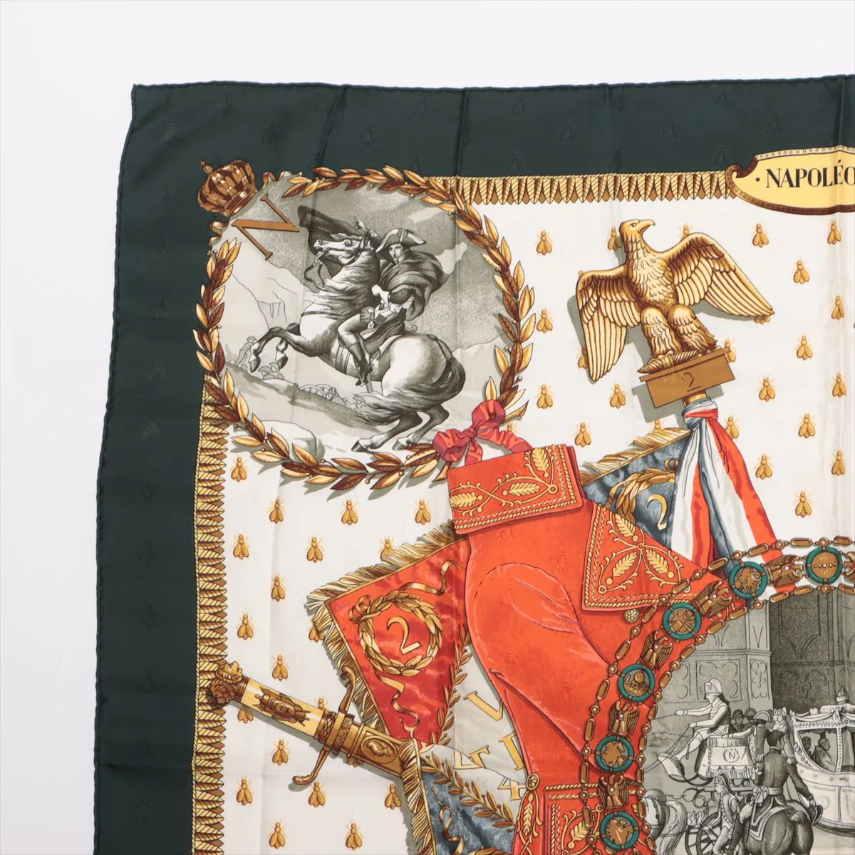 Carre 90 Napoleon scarf, silk. Shows wear, — view 2