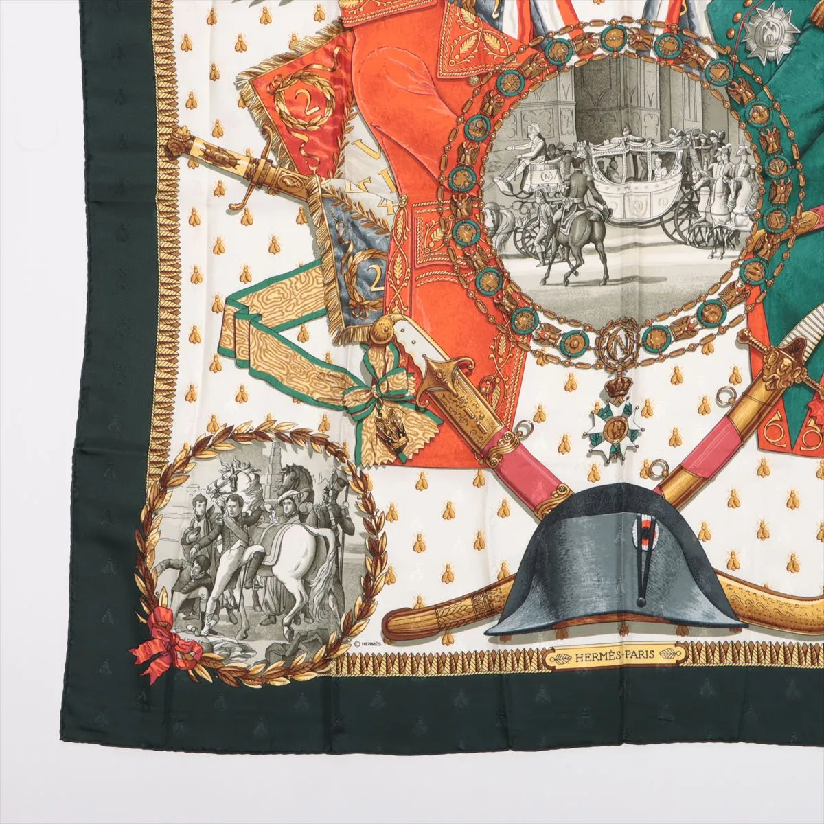 Carre 90 Napoleon scarf, silk. Shows wear, — view 5