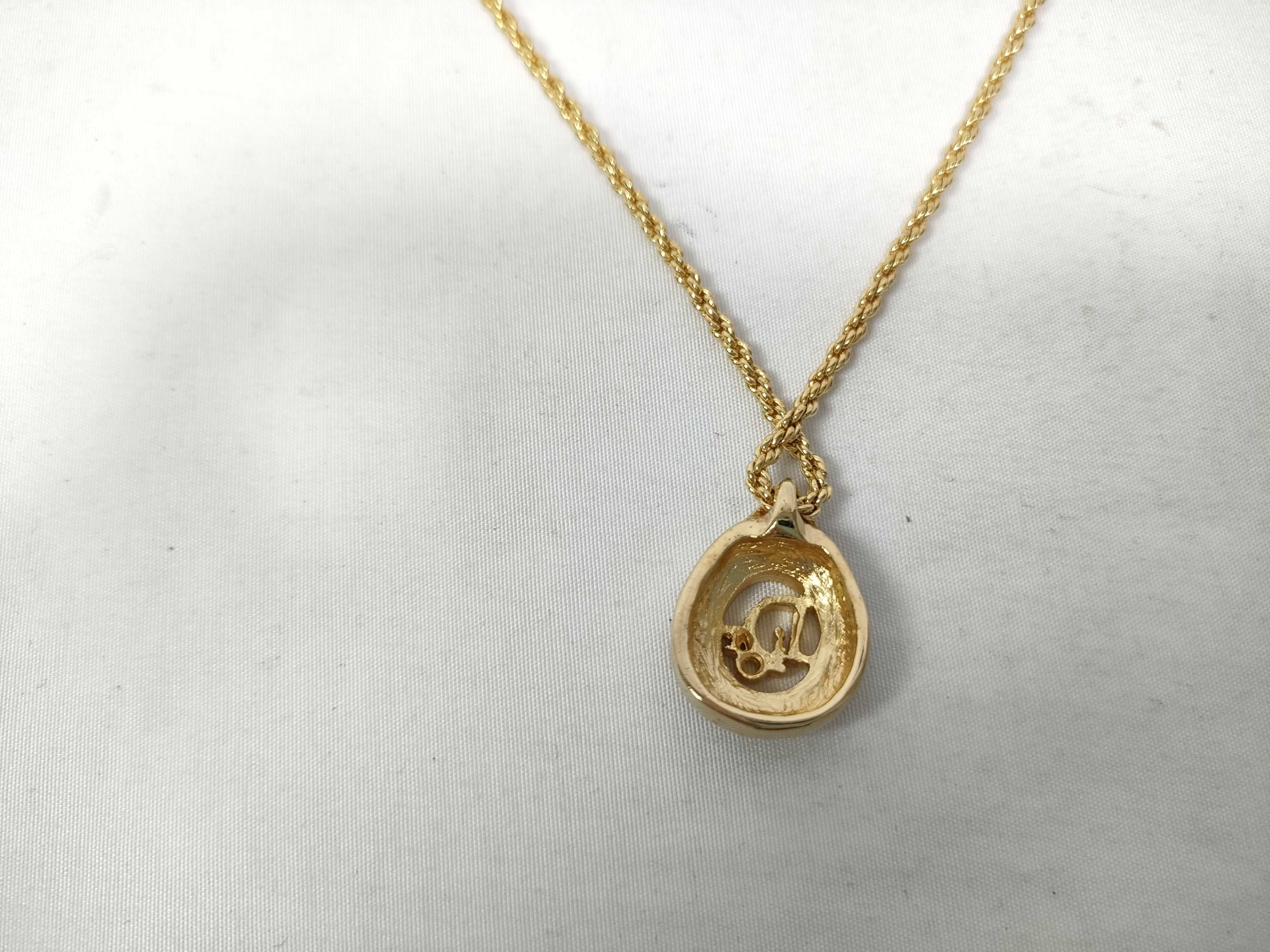 Logo Rhinestone Teardrop Gold Necklace — view 2