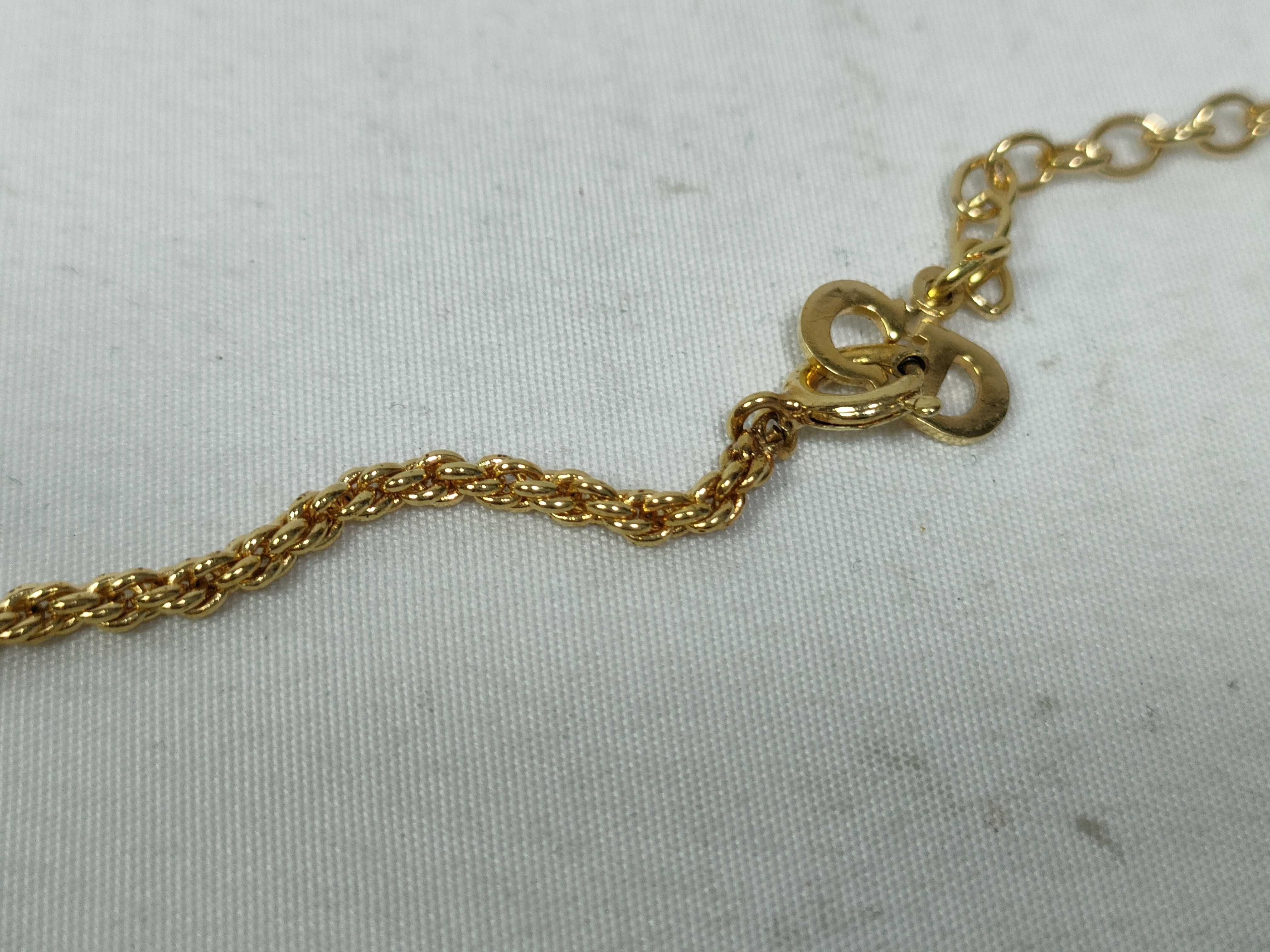 Logo Rhinestone Teardrop Gold Necklace — view 4