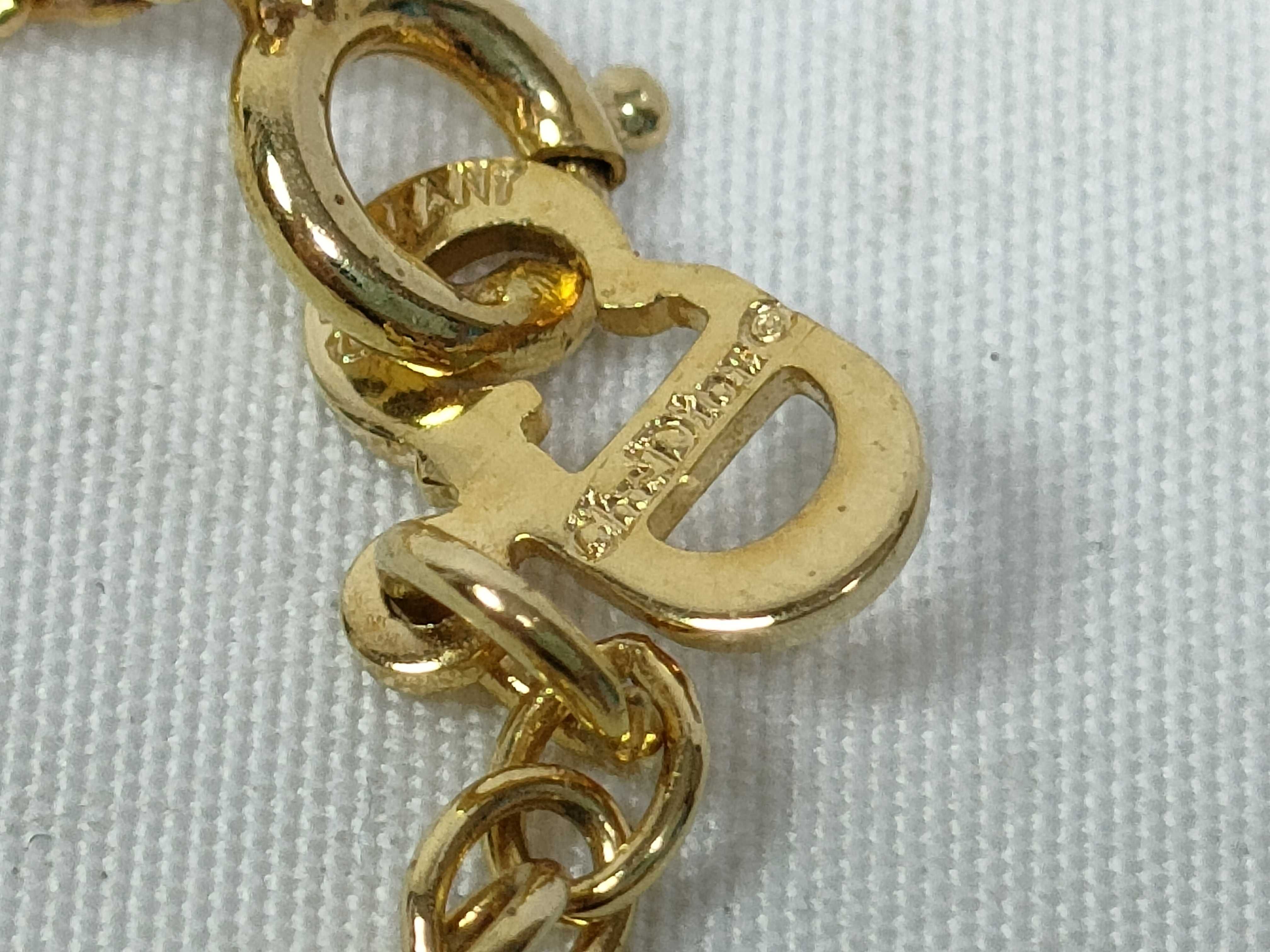 Logo Rhinestone Teardrop Gold Necklace — view 5