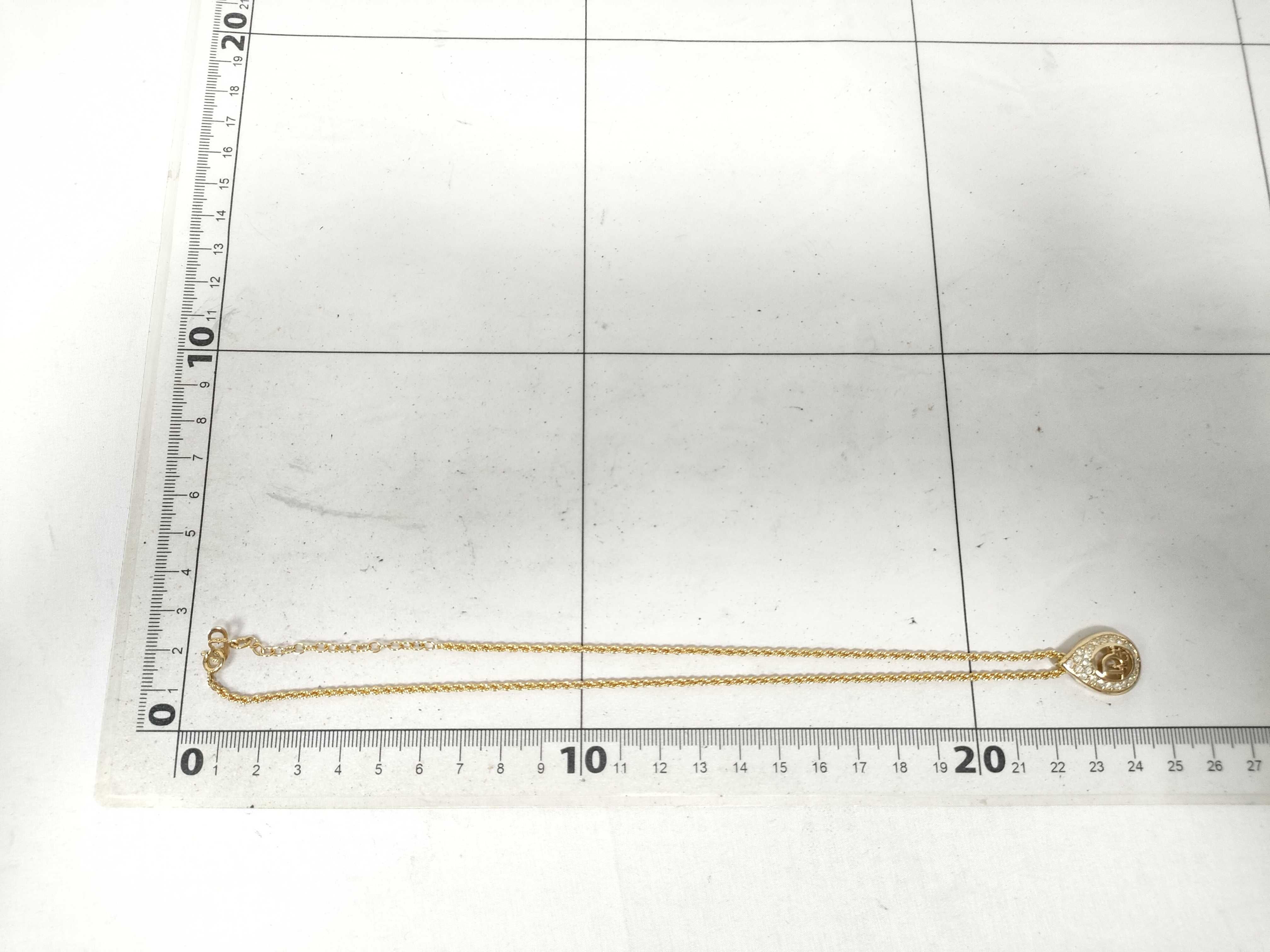 Logo Rhinestone Teardrop Gold Necklace — view 6