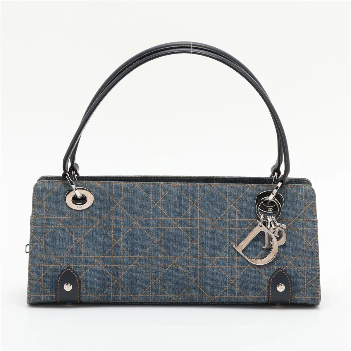 Lady Dior Cannage Denim x Leather Handbag, Blue