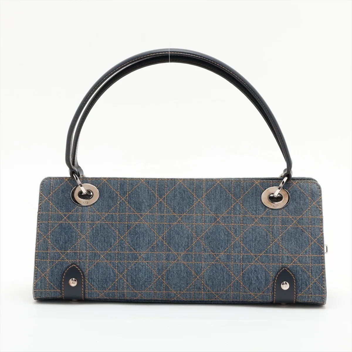 Lady Dior Cannage Denim x Leather Handbag, Blue — view 2