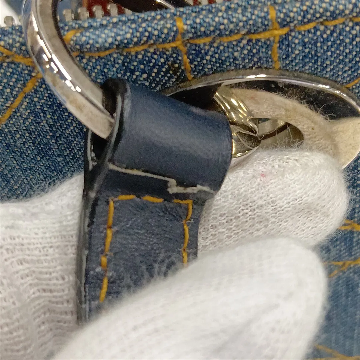 Lady Dior Cannage Denim x Leather Handbag, Blue — view 11