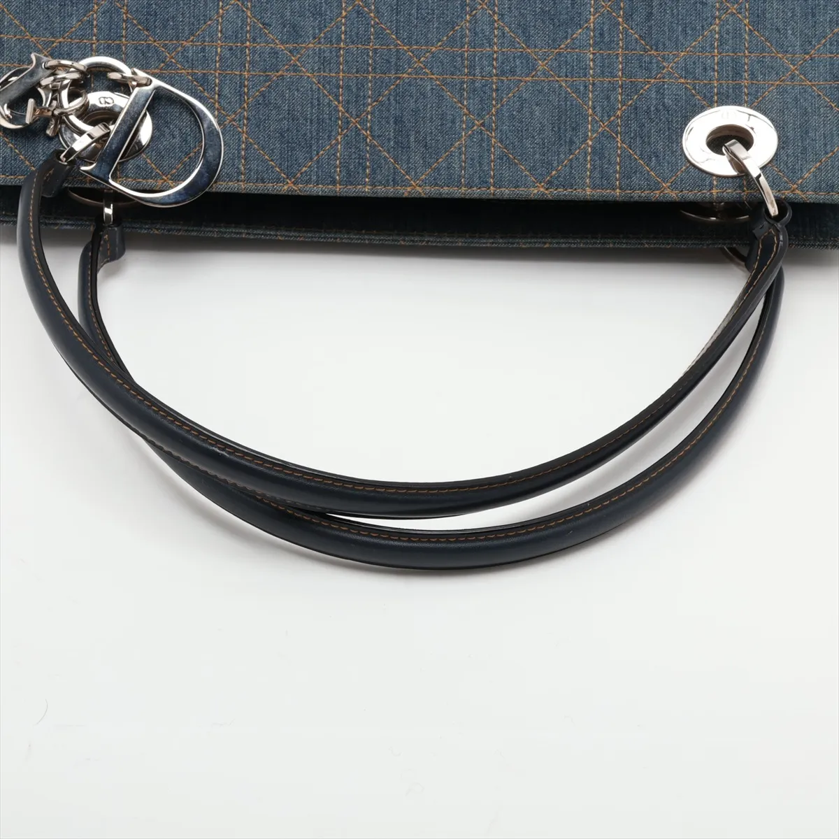 Lady Dior Cannage Denim x Leather Handbag, Blue — view 5