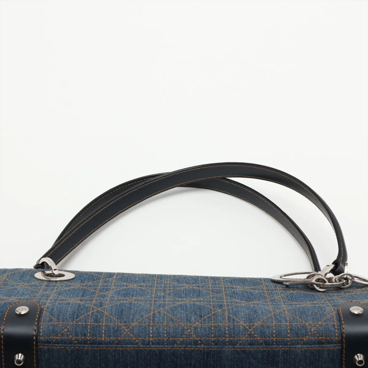 Lady Dior Cannage Denim x Leather Handbag, Blue — view 6