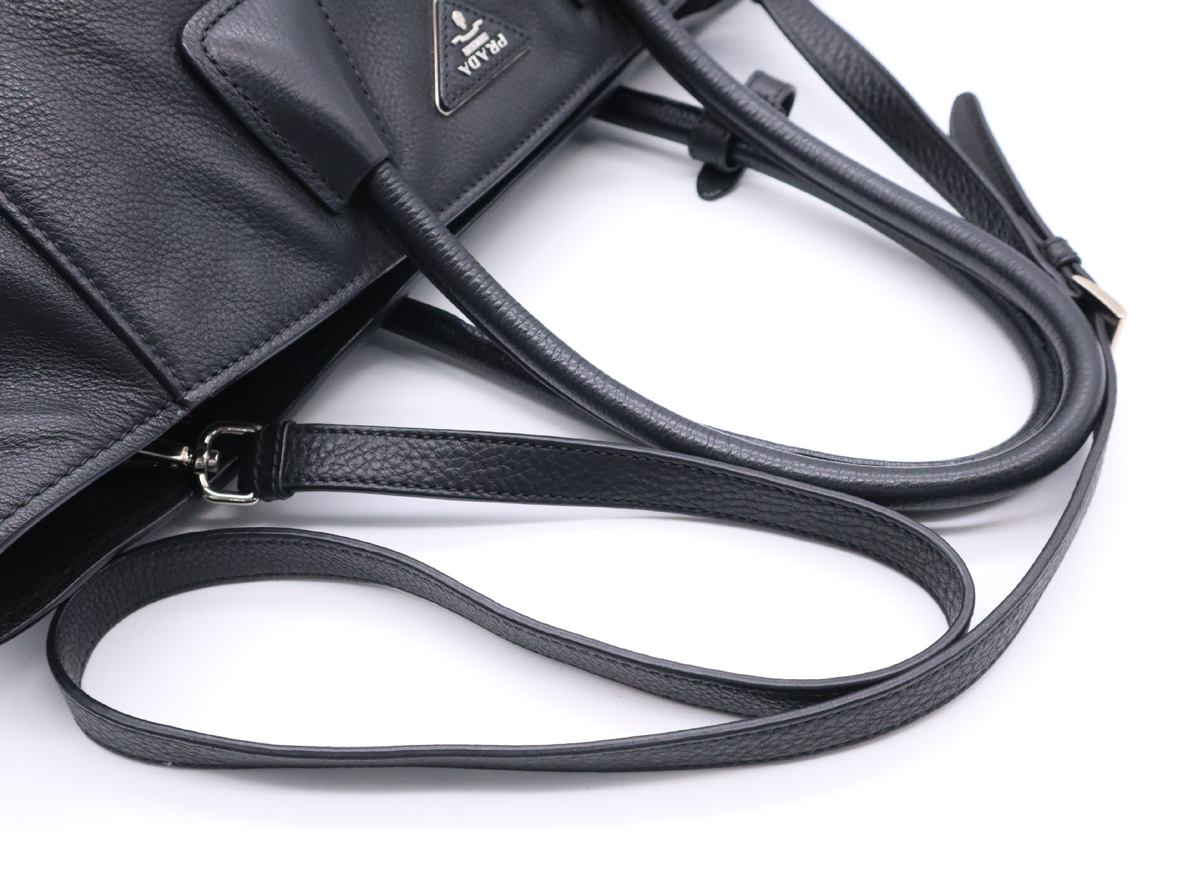 Leather Tote Bag with Black Leather, Silver Hardware, Shoulder Strap, and Card Holder — view 12