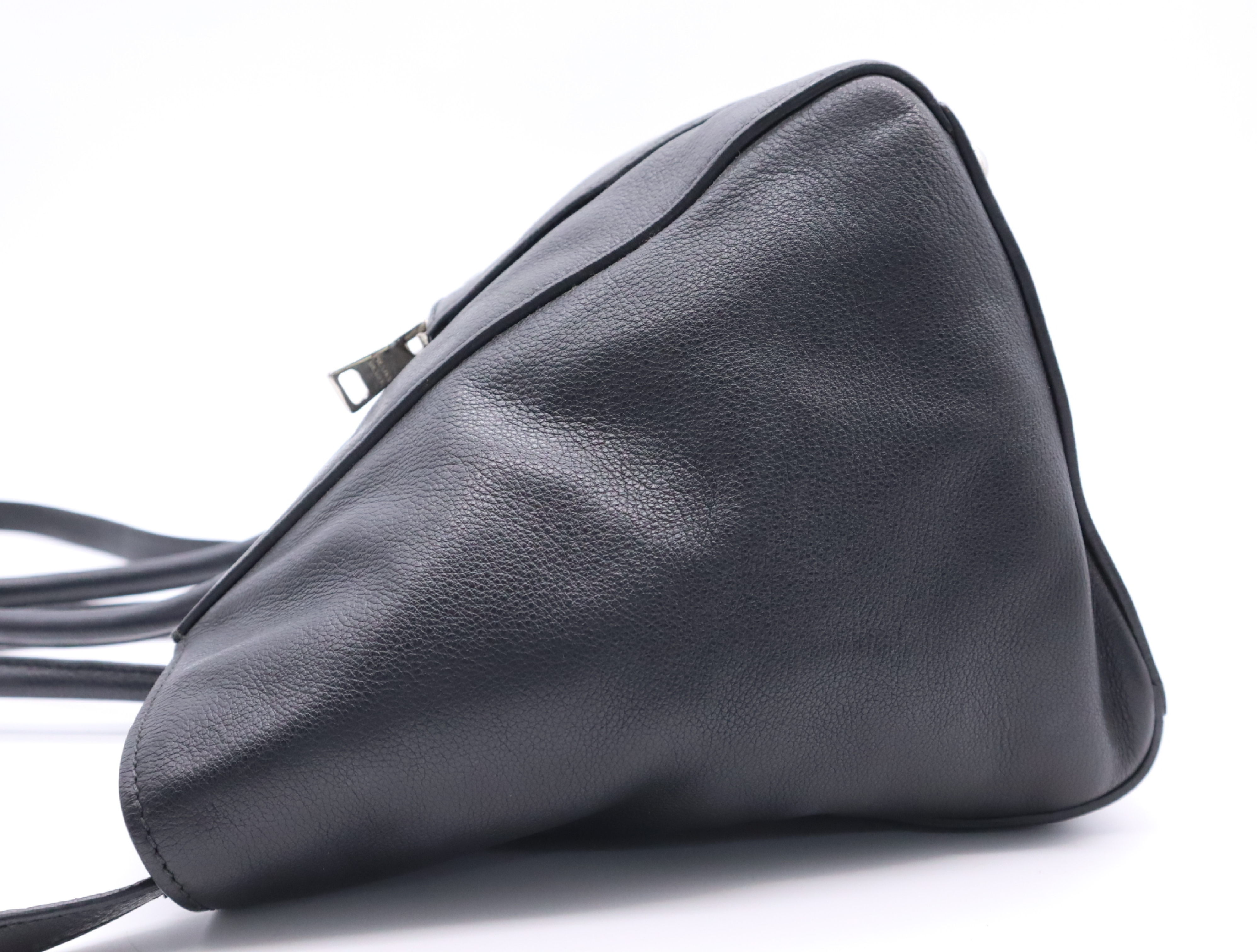 Leather Tote Bag with Black Leather, Silver Hardware, Shoulder Strap, and Card Holder — view 3