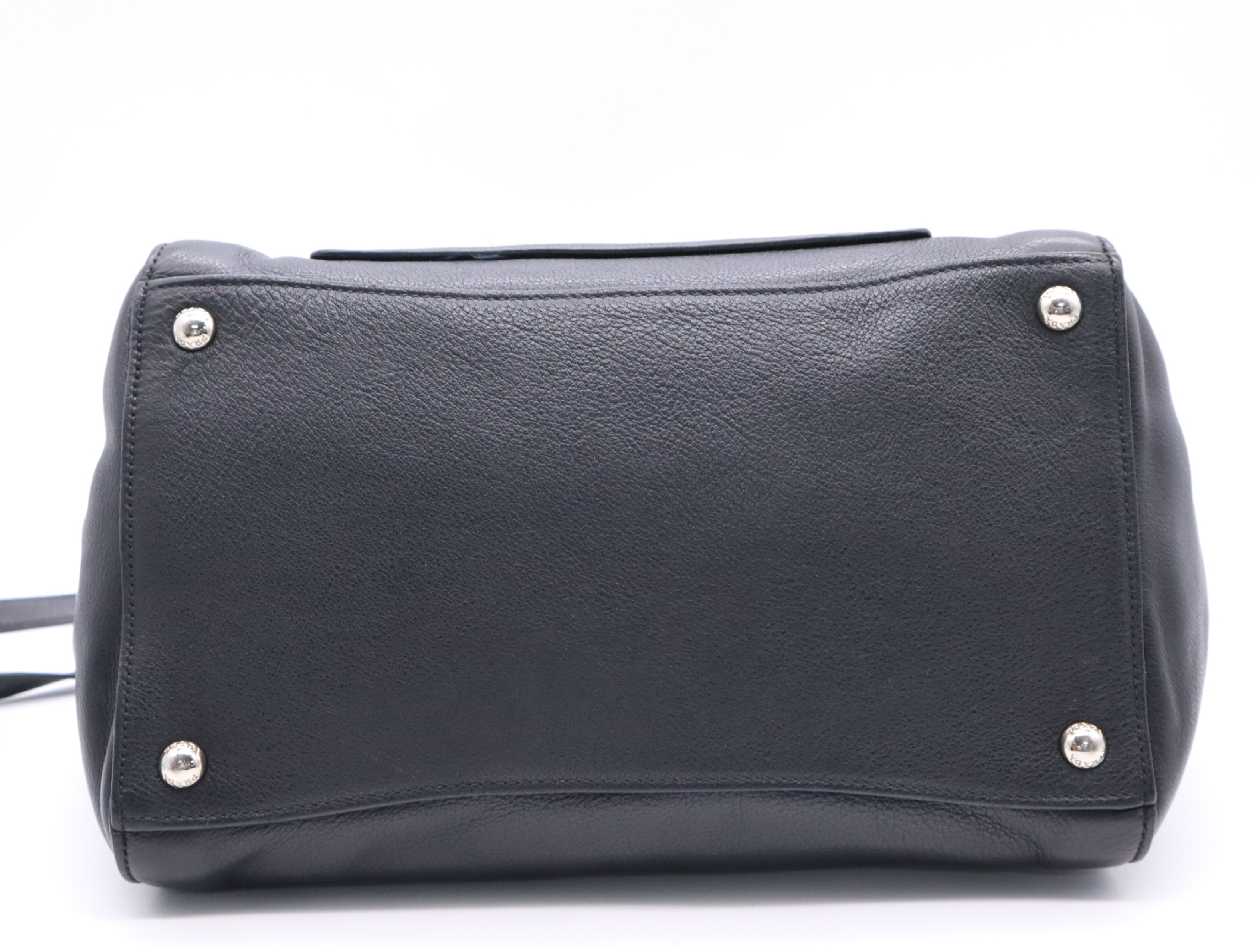 Leather Tote Bag with Black Leather, Silver Hardware, Shoulder Strap, and Card Holder — view 4