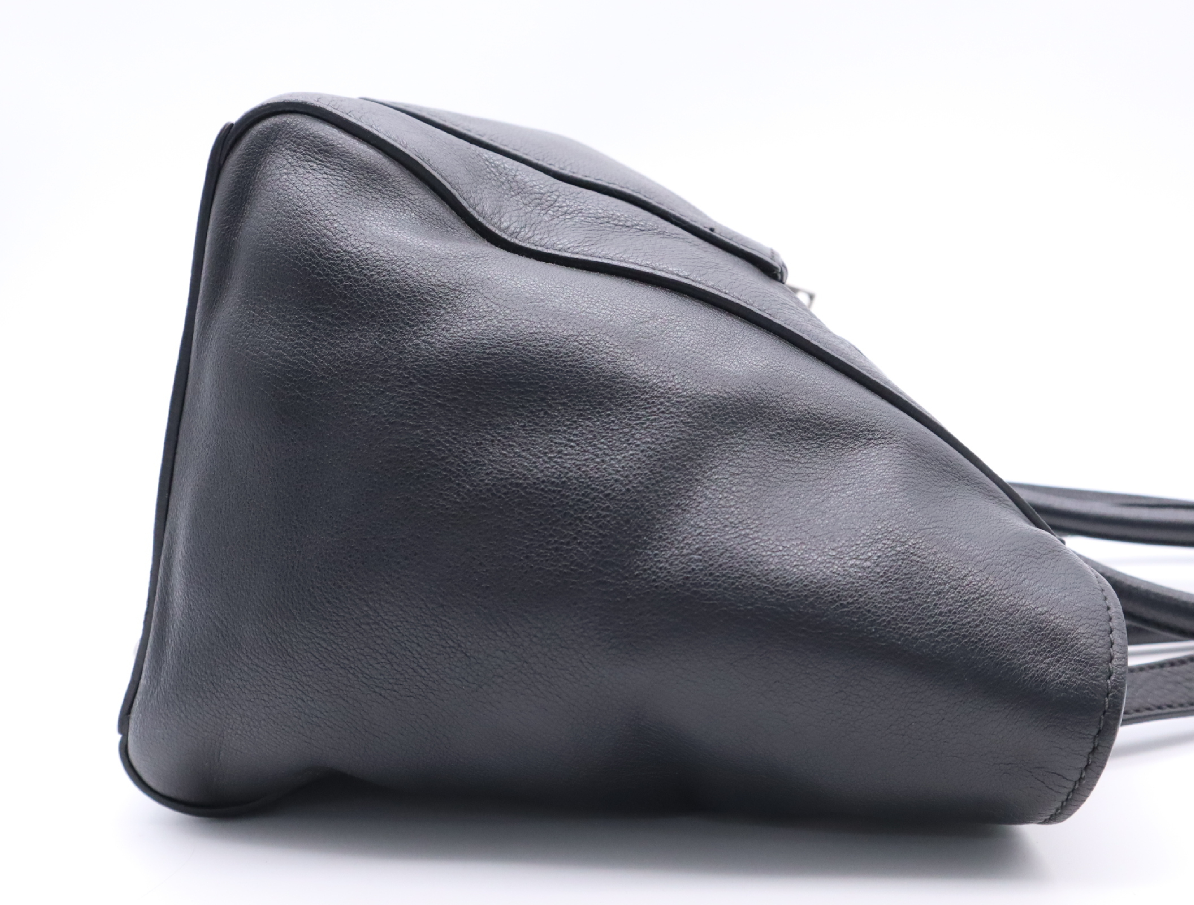 Leather Tote Bag with Black Leather, Silver Hardware, Shoulder Strap, and Card Holder — view 5