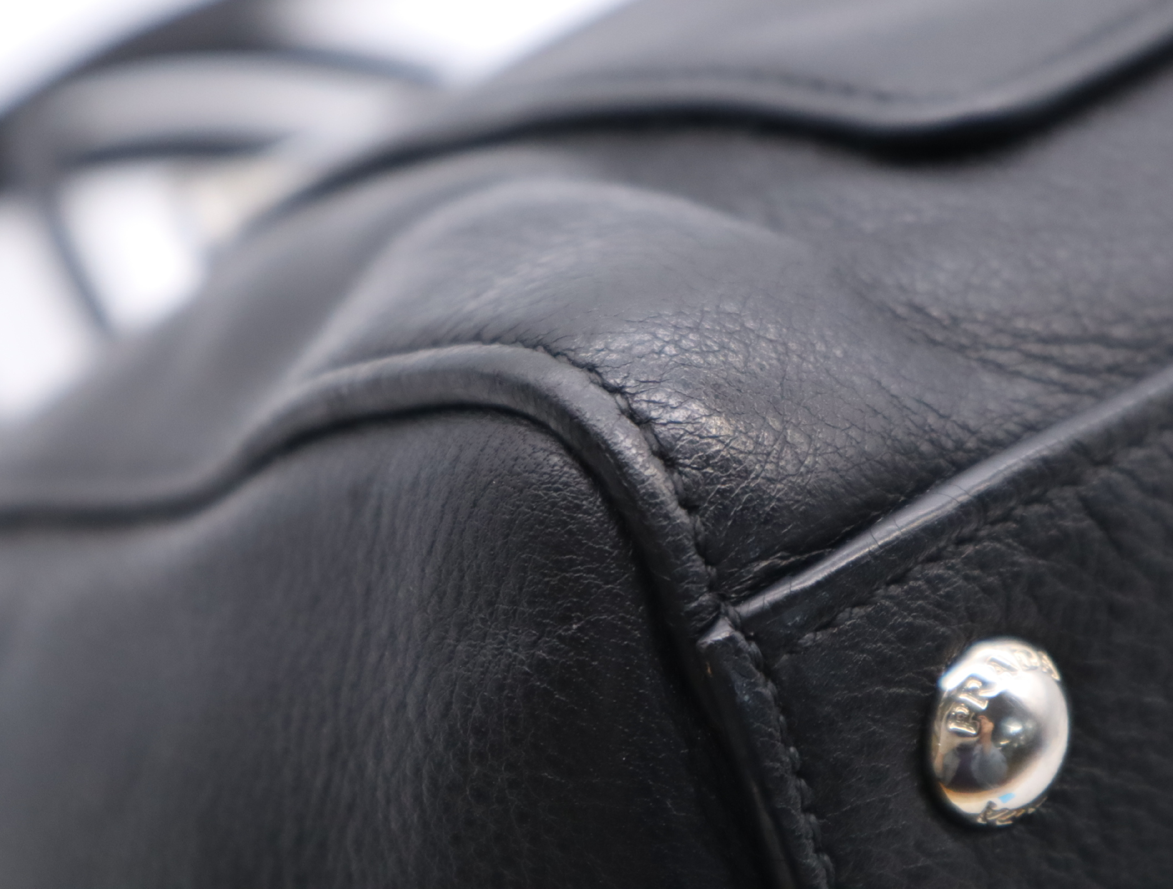 Leather Tote Bag with Black Leather, Silver Hardware, Shoulder Strap, and Card Holder — view 6