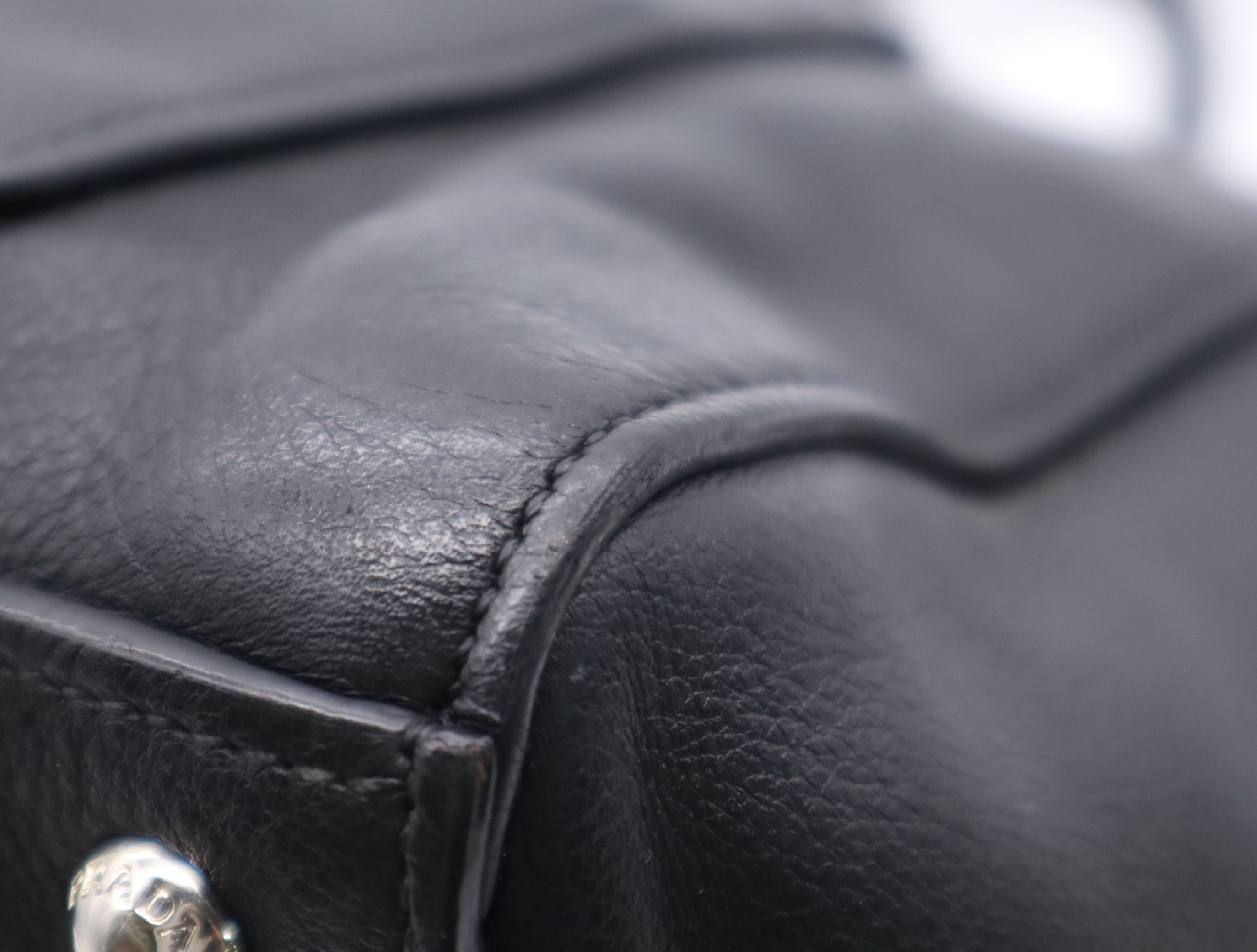 Leather Tote Bag with Black Leather, Silver Hardware, Shoulder Strap, and Card Holder — view 7