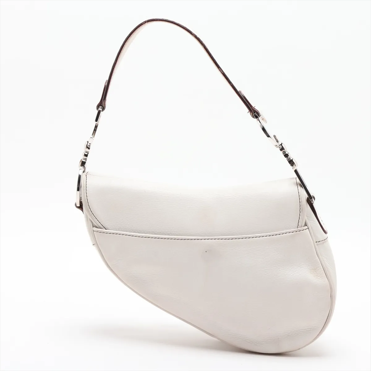 Saddle Leather Handbag, White — view 2