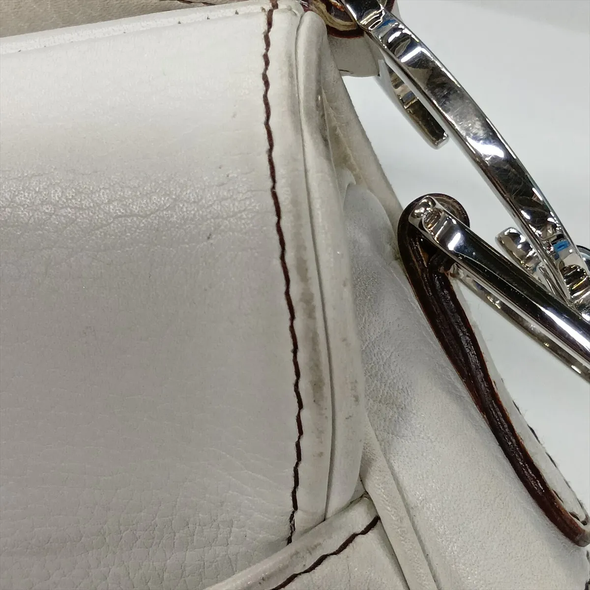 Saddle Leather Handbag, White — view 14