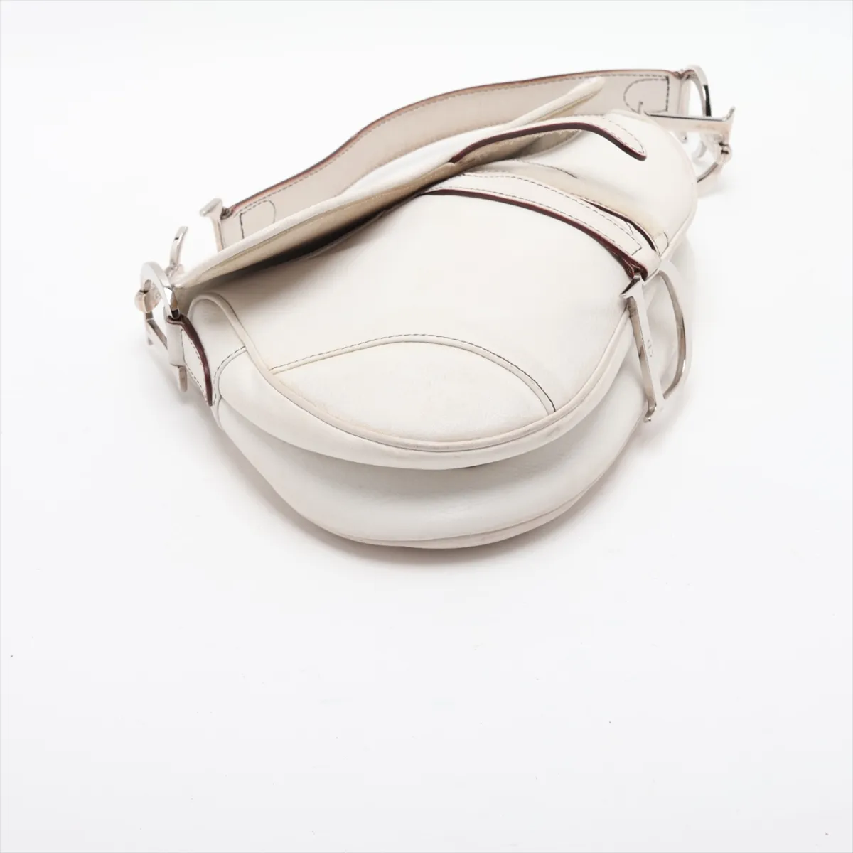 Saddle Leather Handbag, White — view 4