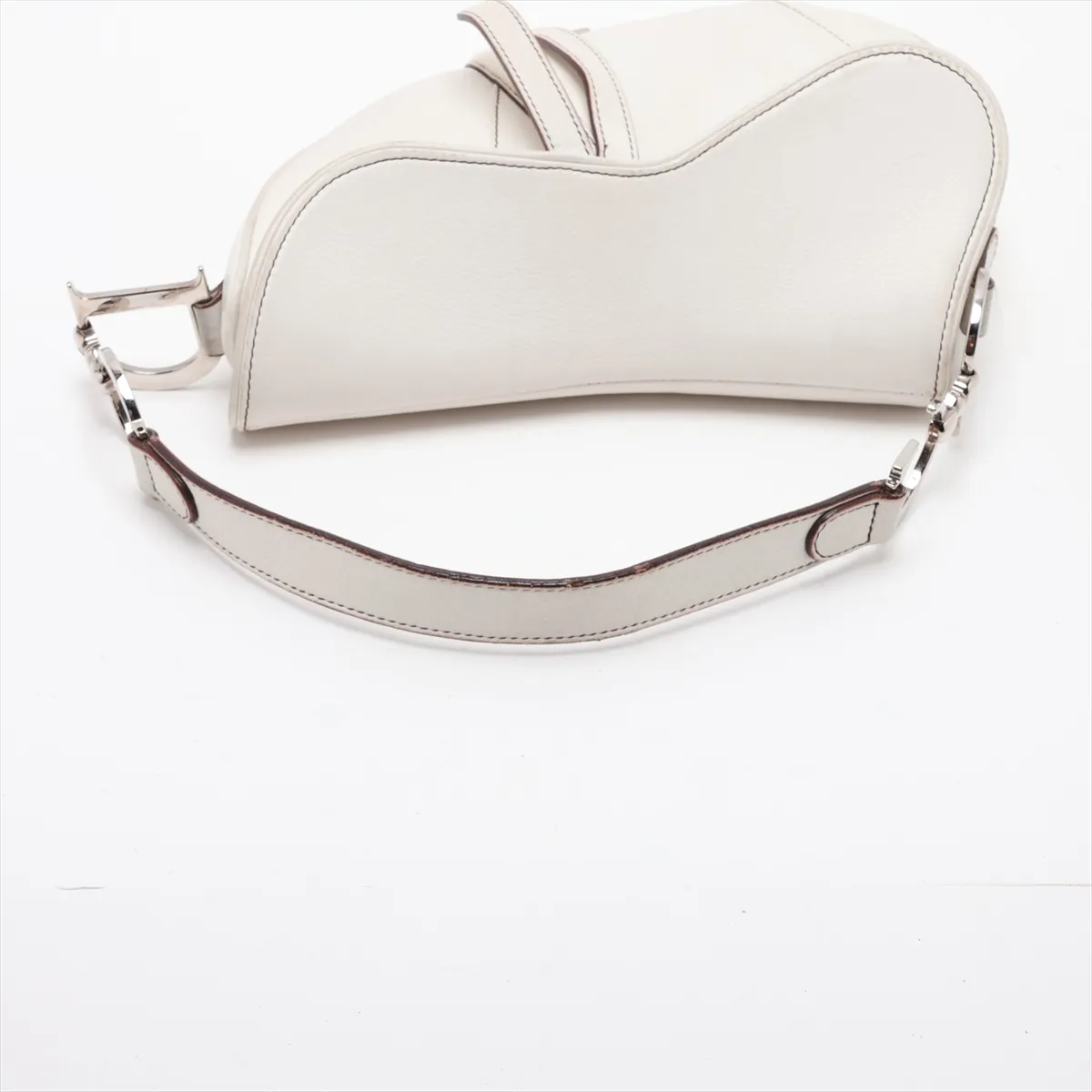 Saddle Leather Handbag, White — view 5