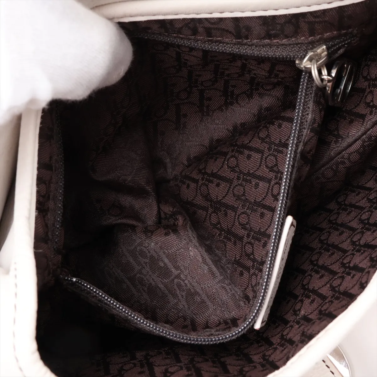 Saddle Leather Handbag, White — view 8