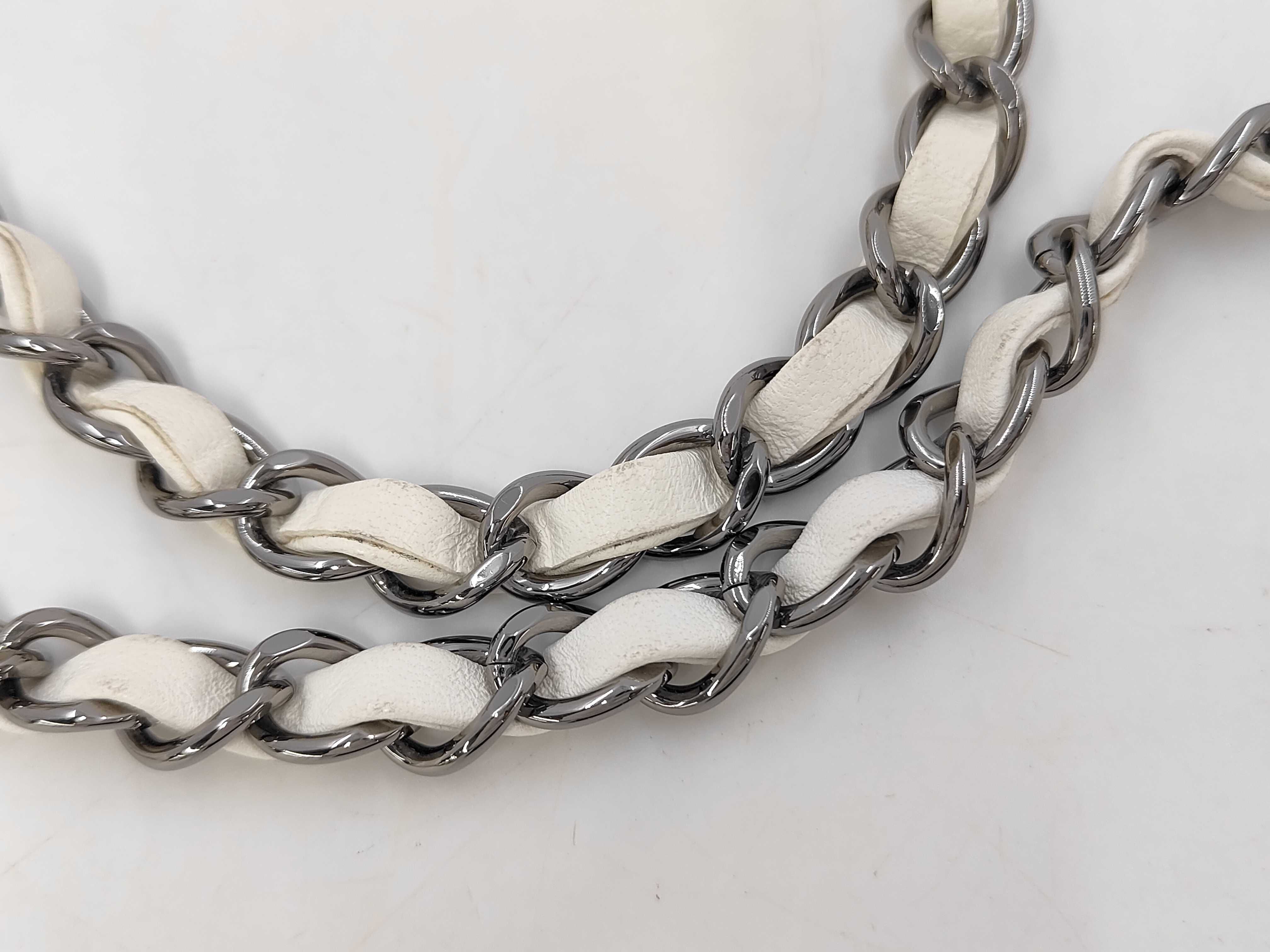 Matelassé Mini Matelassé Chain Shoulder Bag, White — view 6