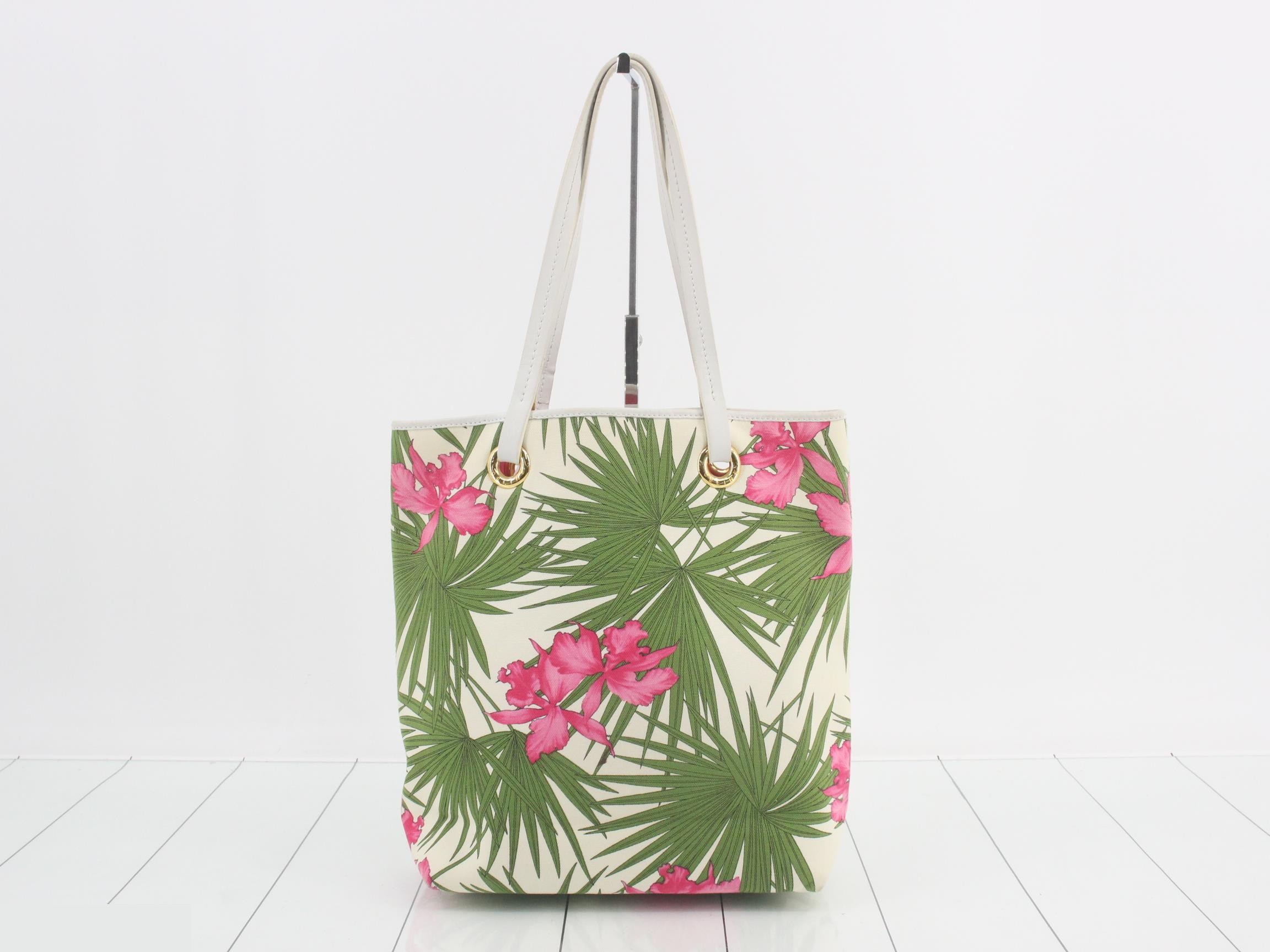 Hibiscus Triomphe Leather Tote Bag — view 2
