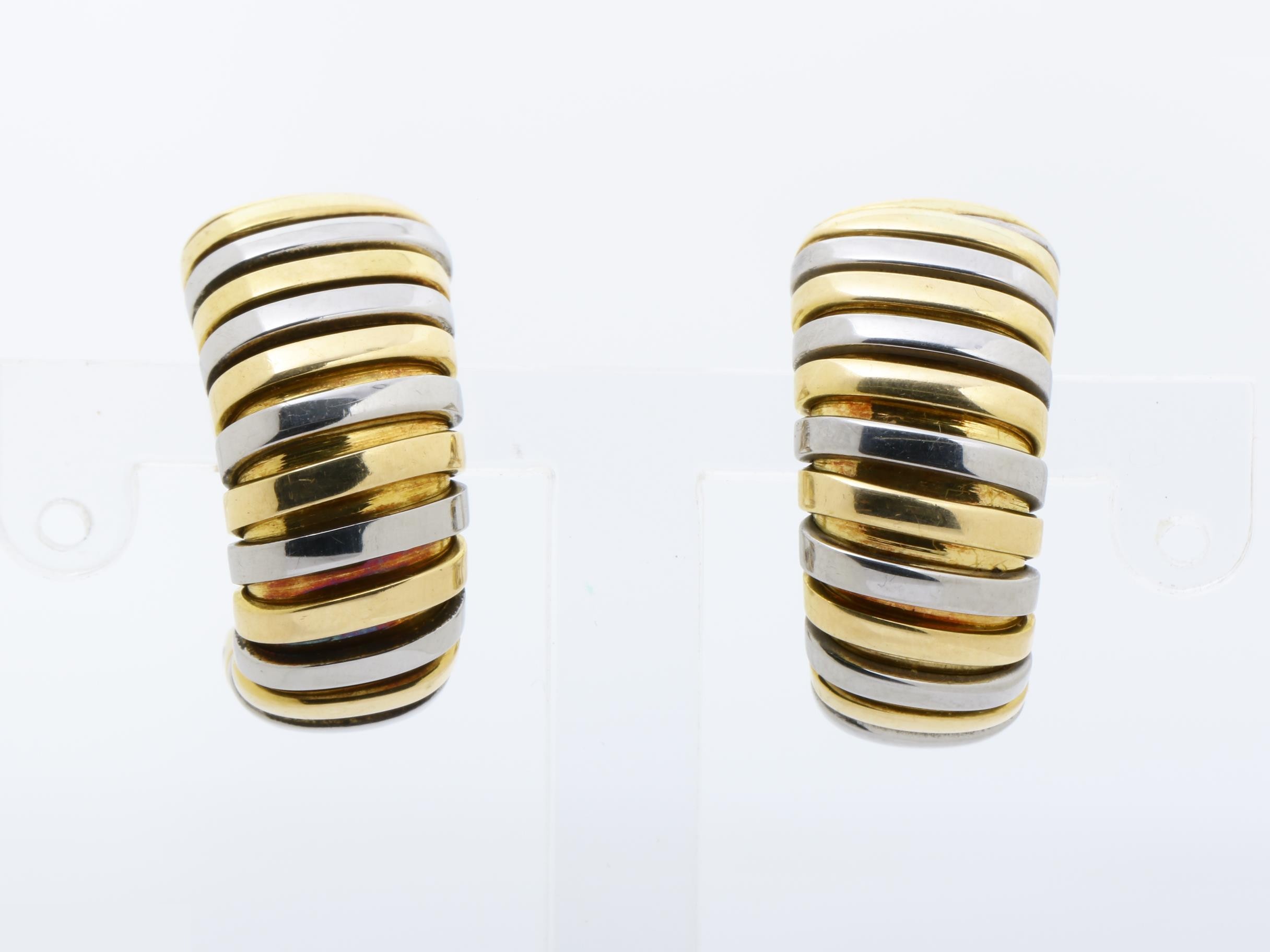 Tubogas earrings, 18K yellow gold/stainless steel, 20.3g