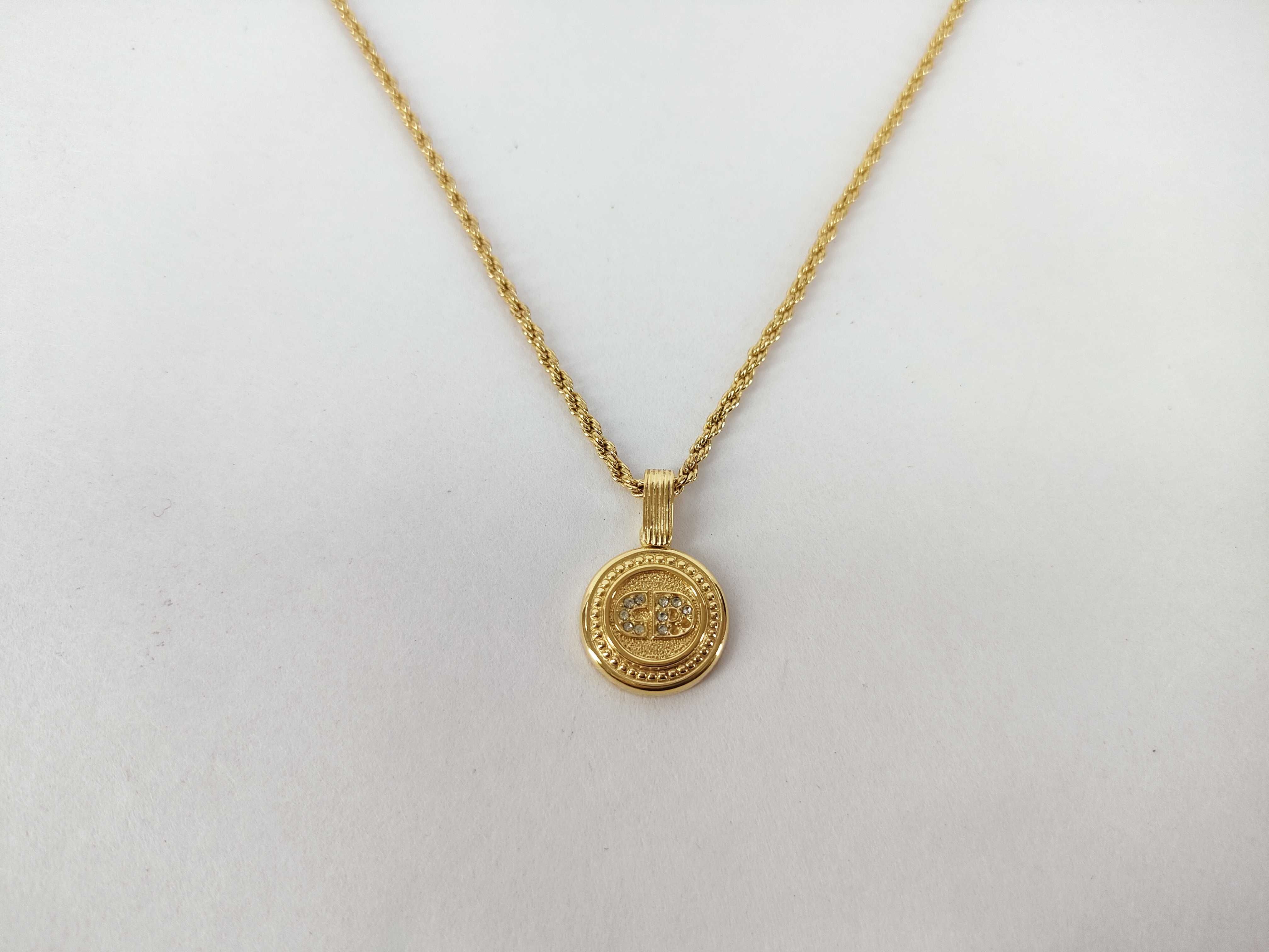 CD Logo Necklace GP Gold Scratches Necklace