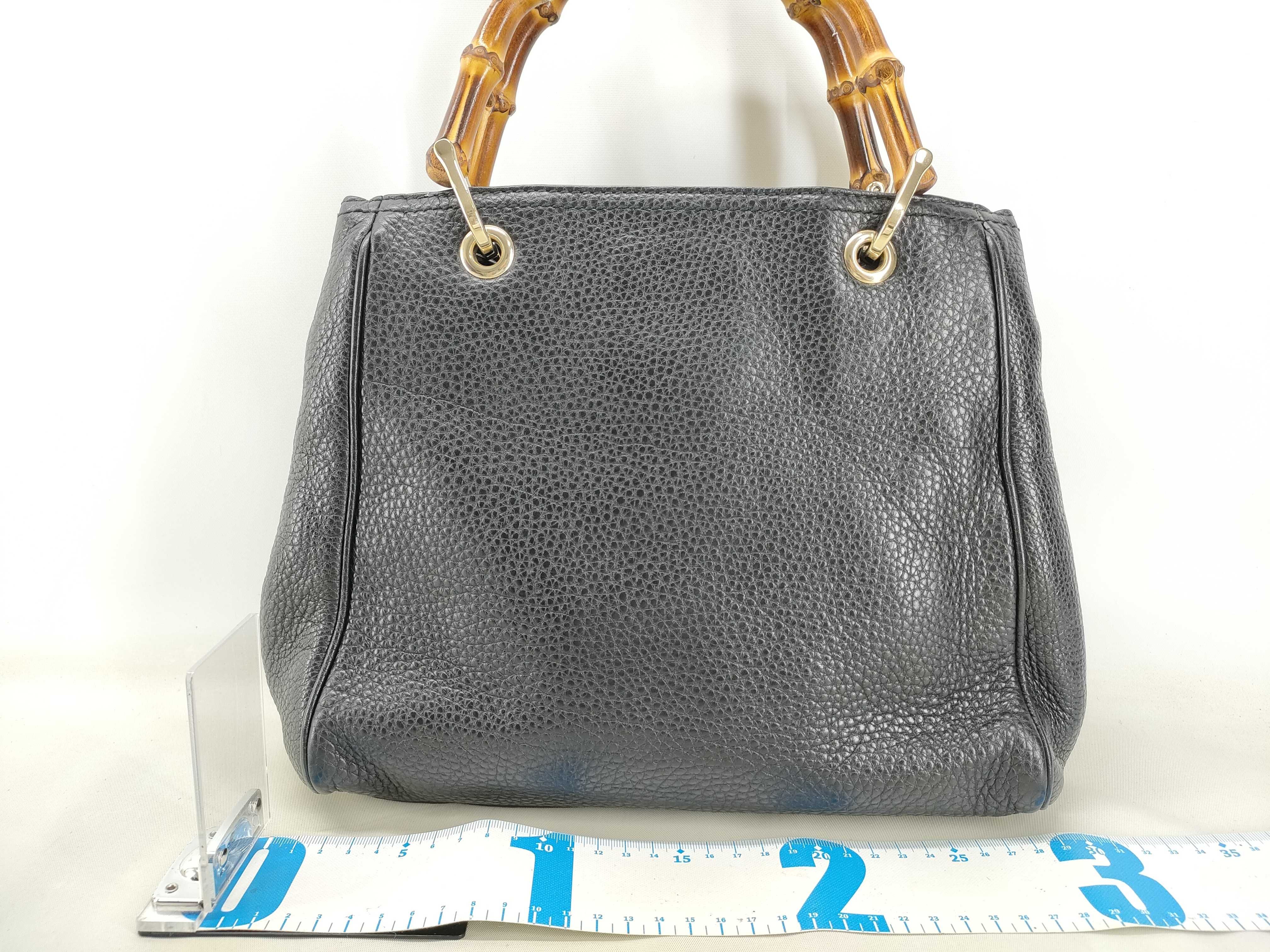 Bamboo Leather 2-Way Handbag, Black, 336032 (Handbag) — view 2