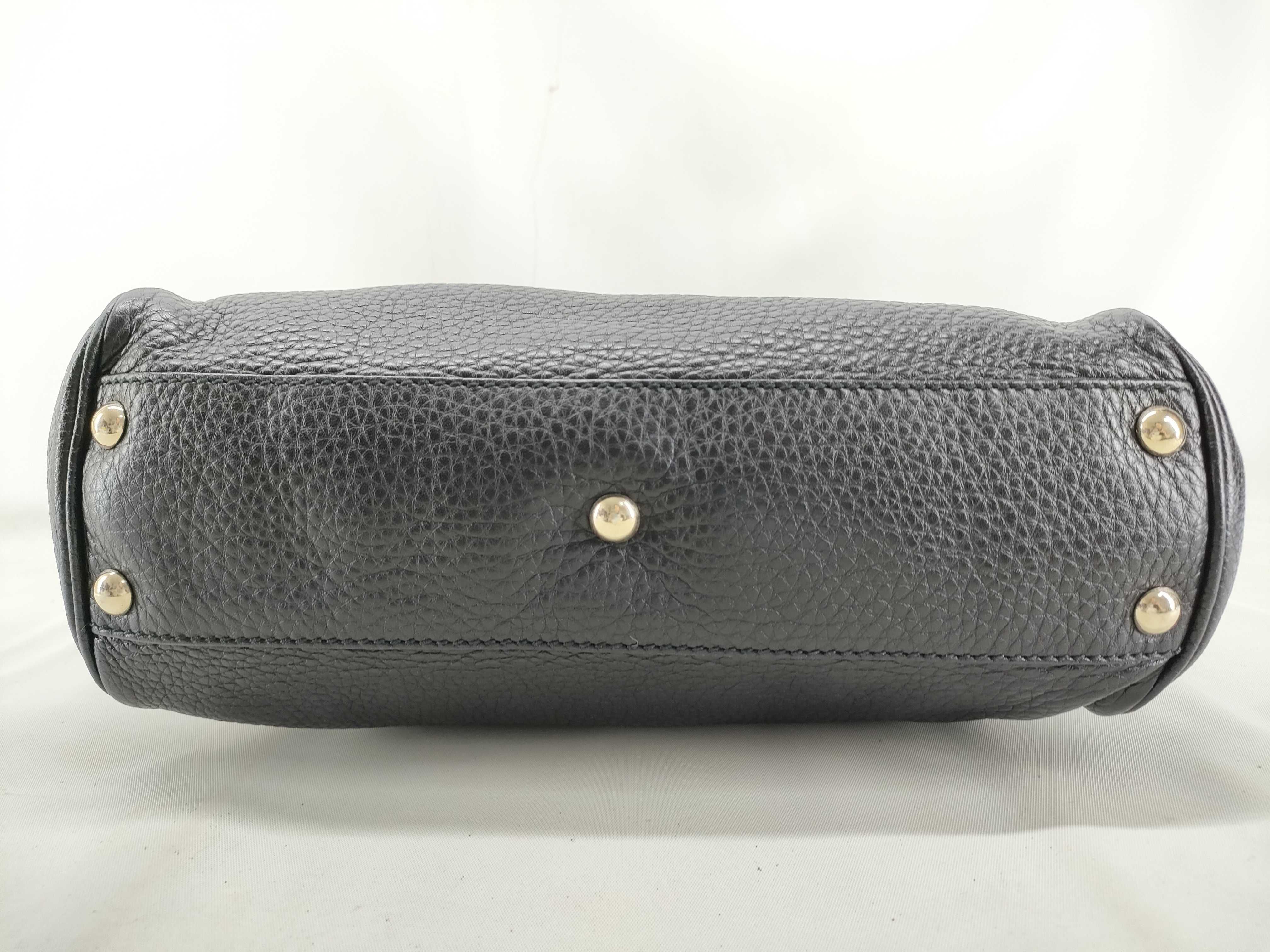 Bamboo Leather 2-Way Handbag, Black, 336032 (Handbag) — view 3