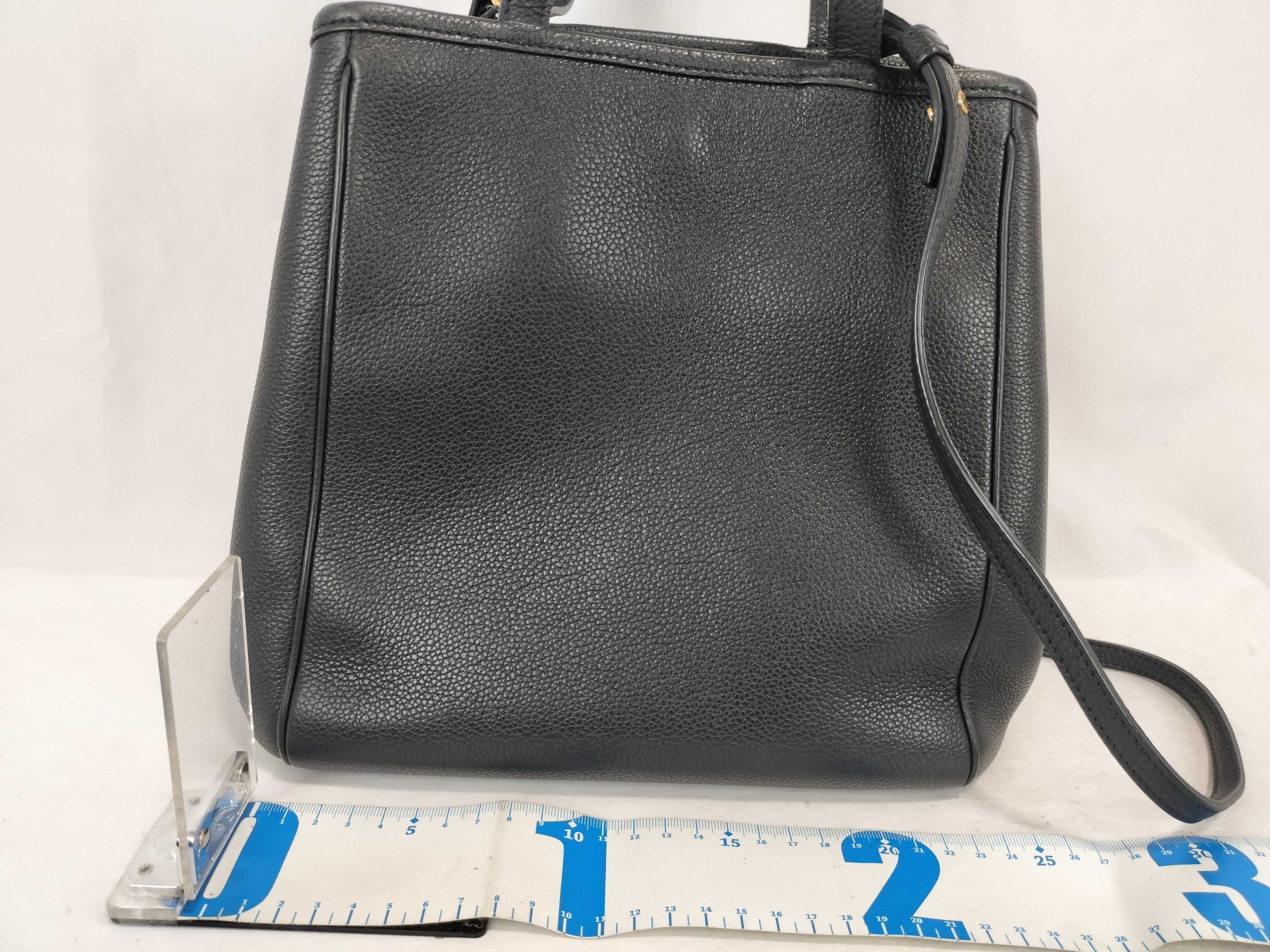 Small Fold Cabas Leather 2-Way Handbag, Black — view 2