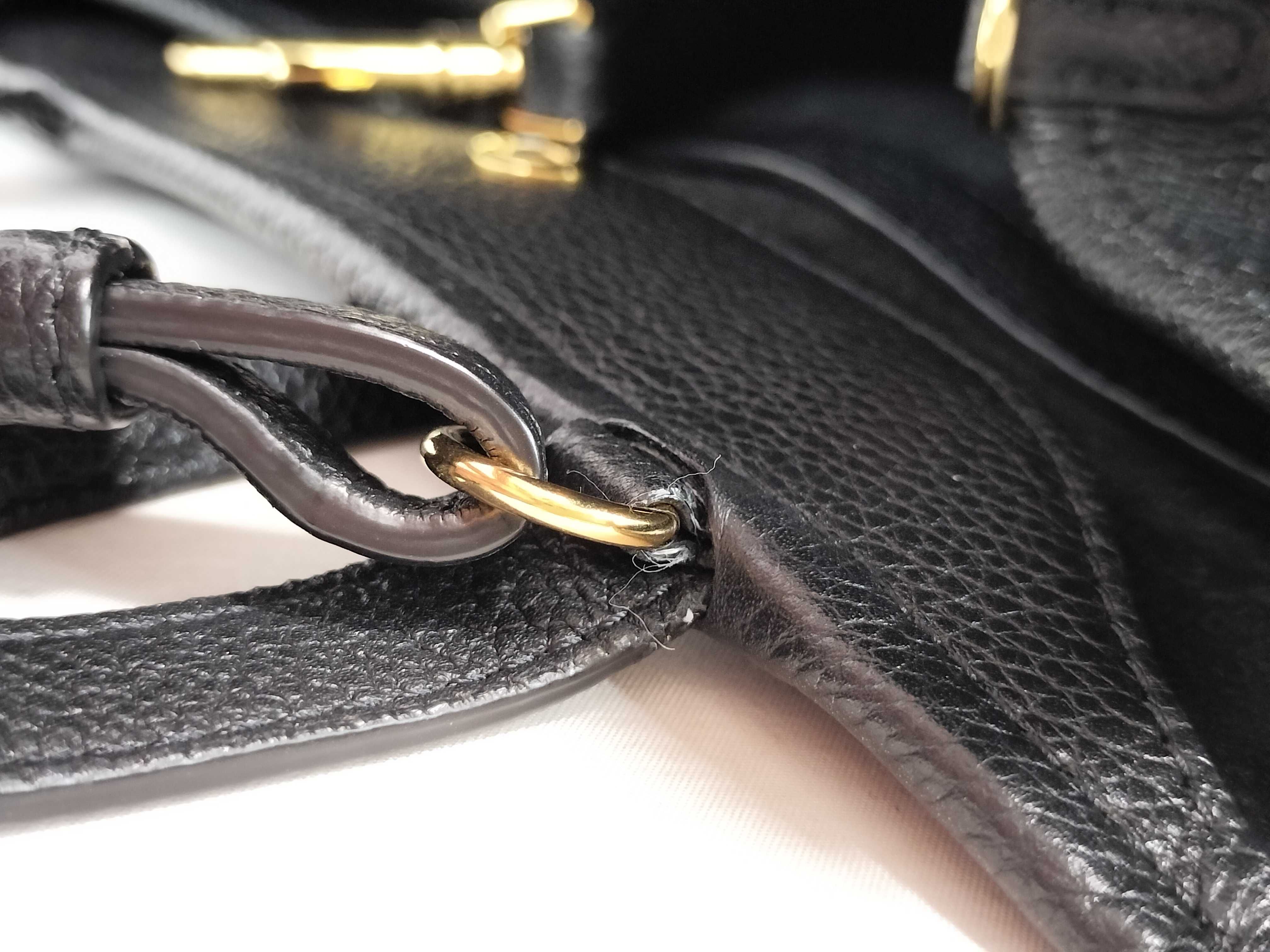 Small Fold Cabas Leather 2-Way Handbag, Black — view 14
