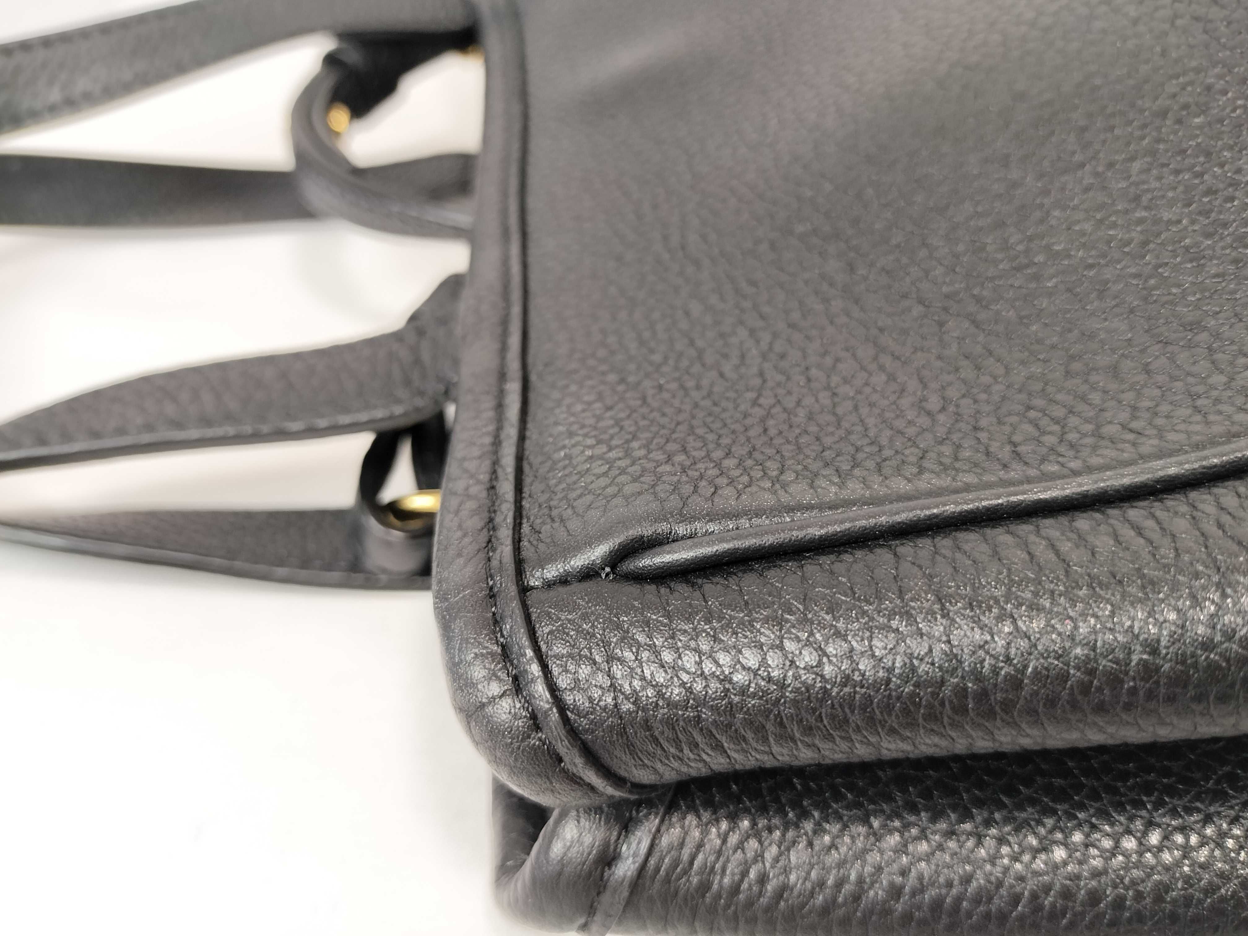 Small Fold Cabas Leather 2-Way Handbag, Black — view 15