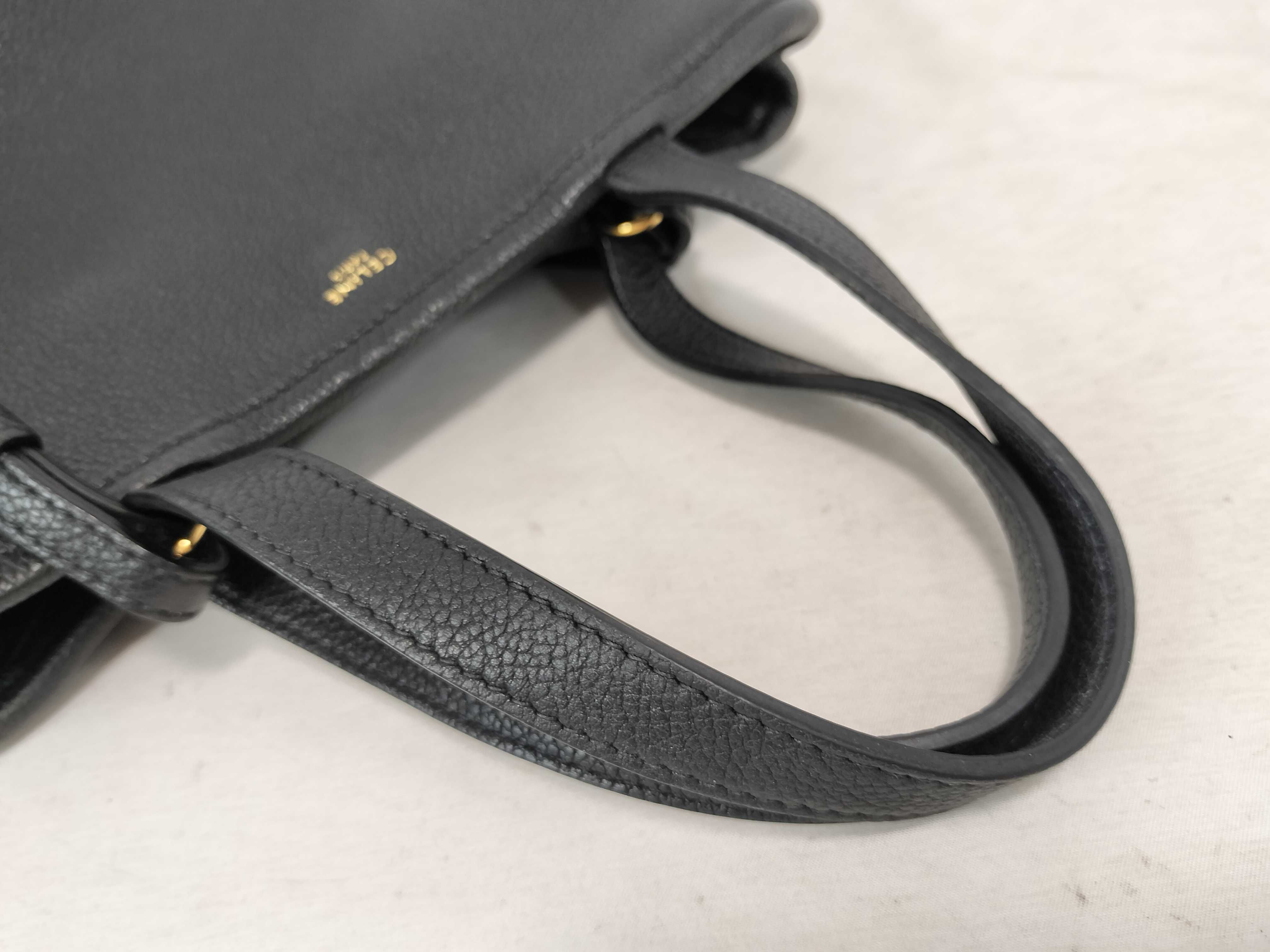 Small Fold Cabas Leather 2-Way Handbag, Black — view 3