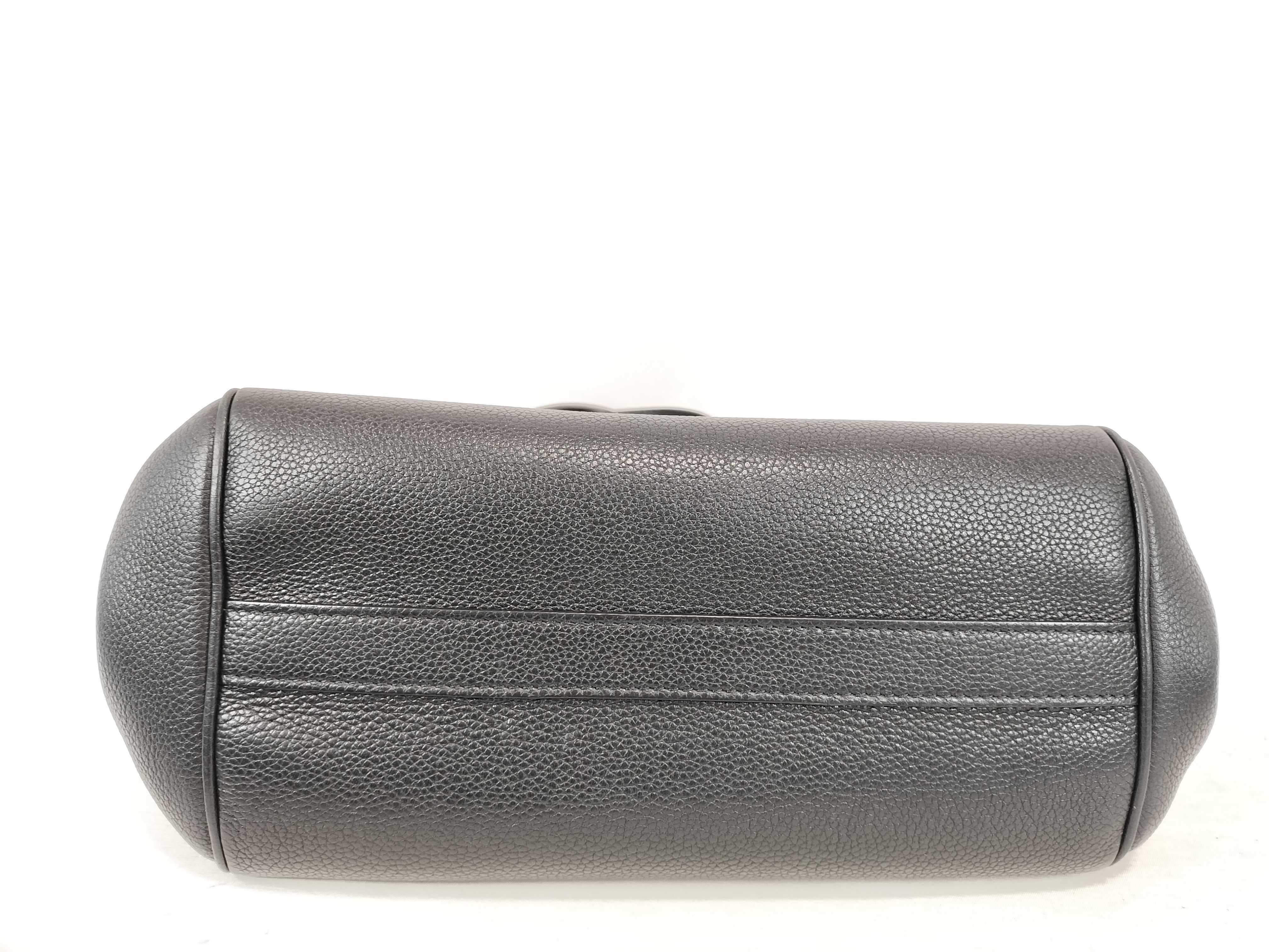 Small Fold Cabas Leather 2-Way Handbag, Black — view 8