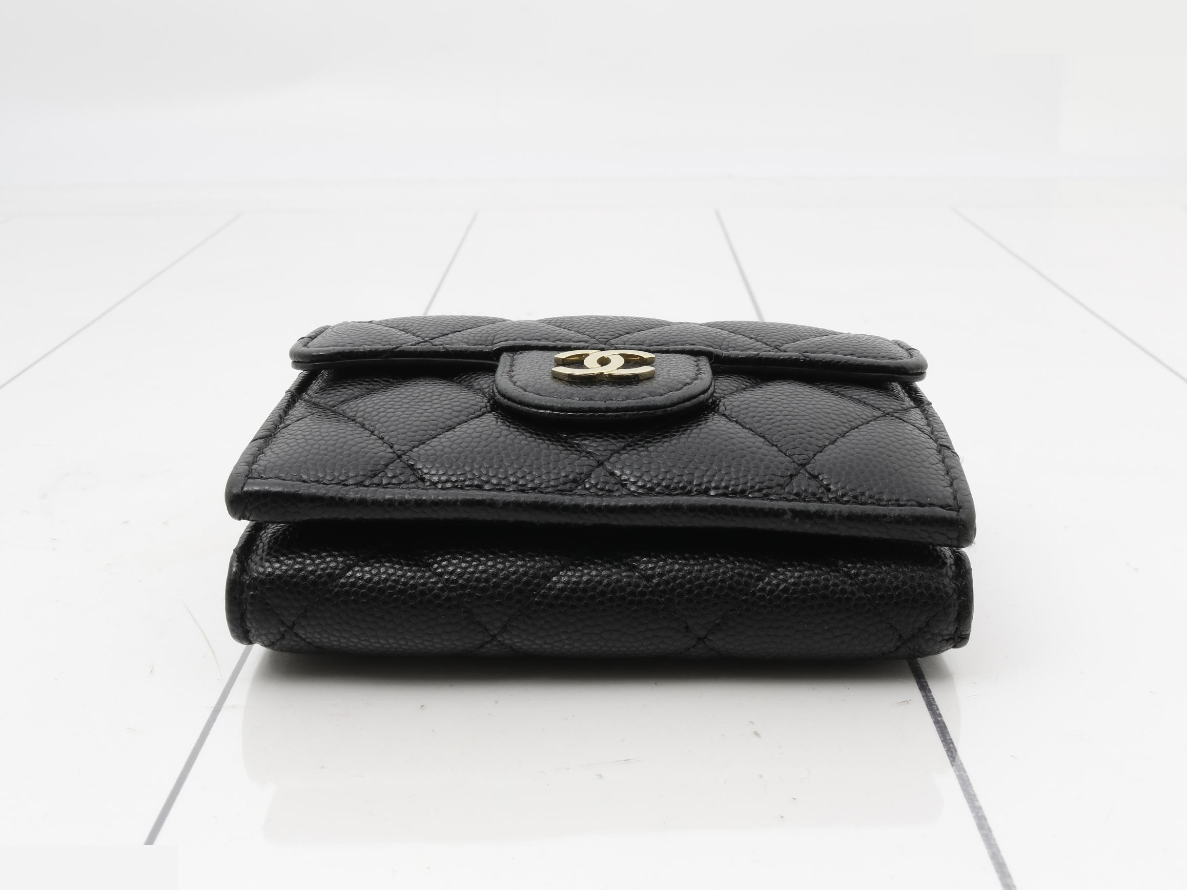 Caviar Skin Timeless Classic Tri-fold Wallet, Black, Series 30 — view 3
