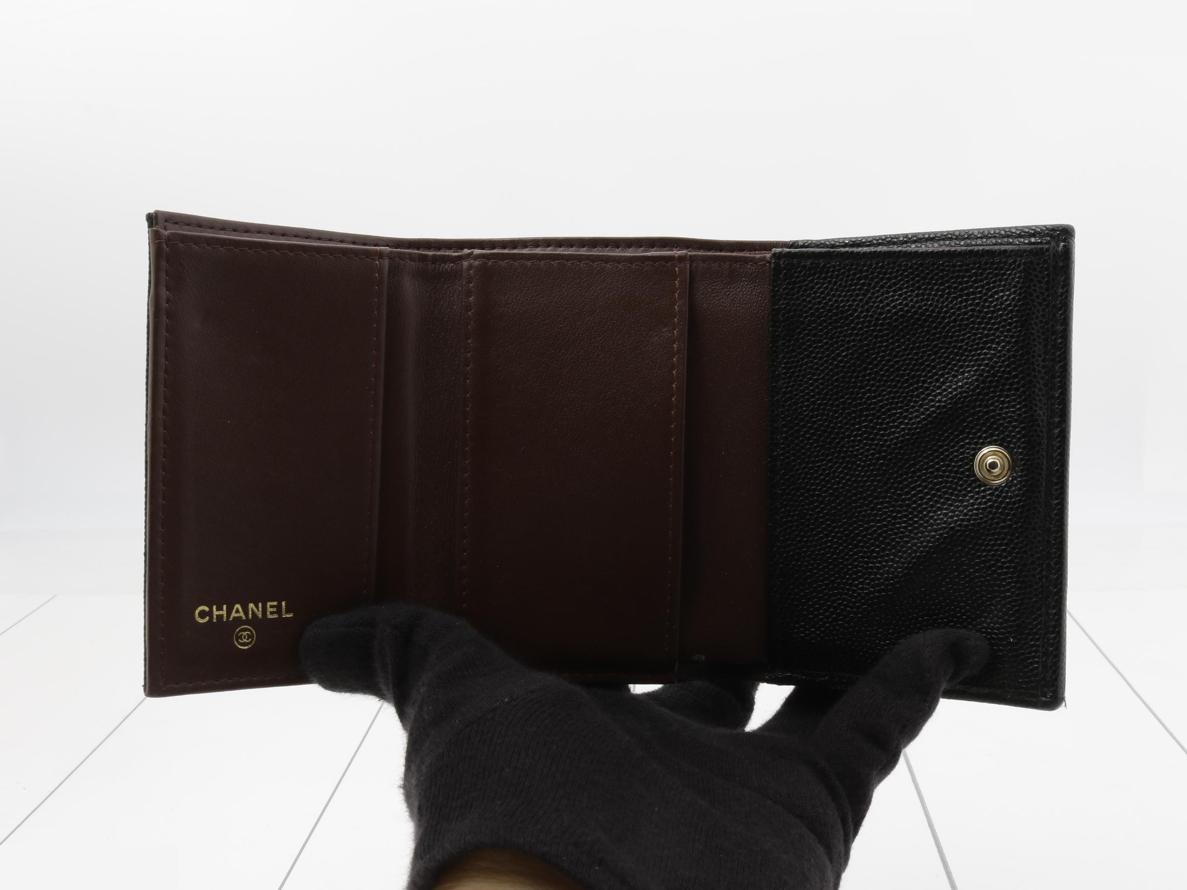 Caviar Skin Timeless Classic Tri-fold Wallet, Black, Series 30 — view 4