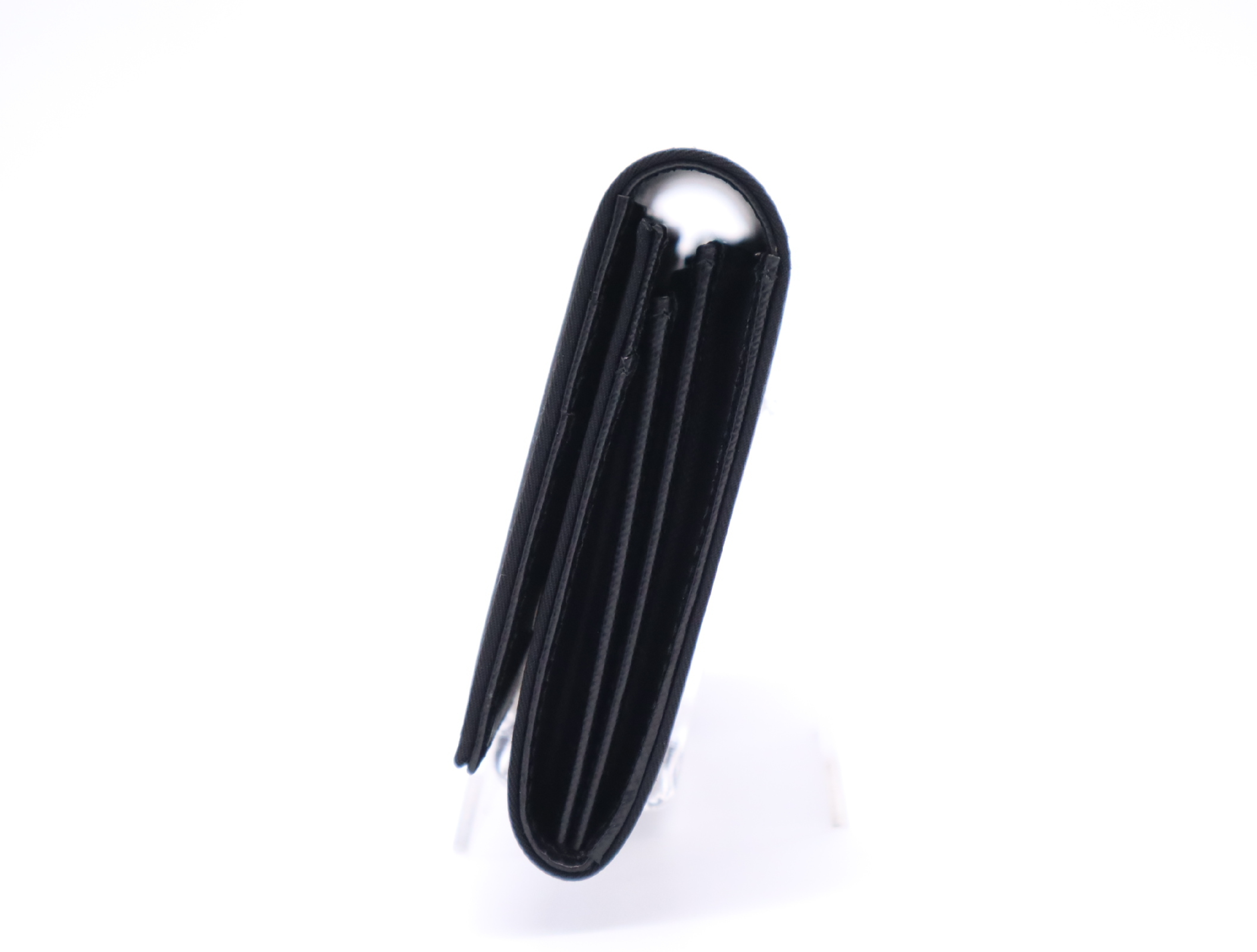 Tessuto Triangle Logo Bi-fold Long Wallet, Black, with Card Slots and Box. — view 3