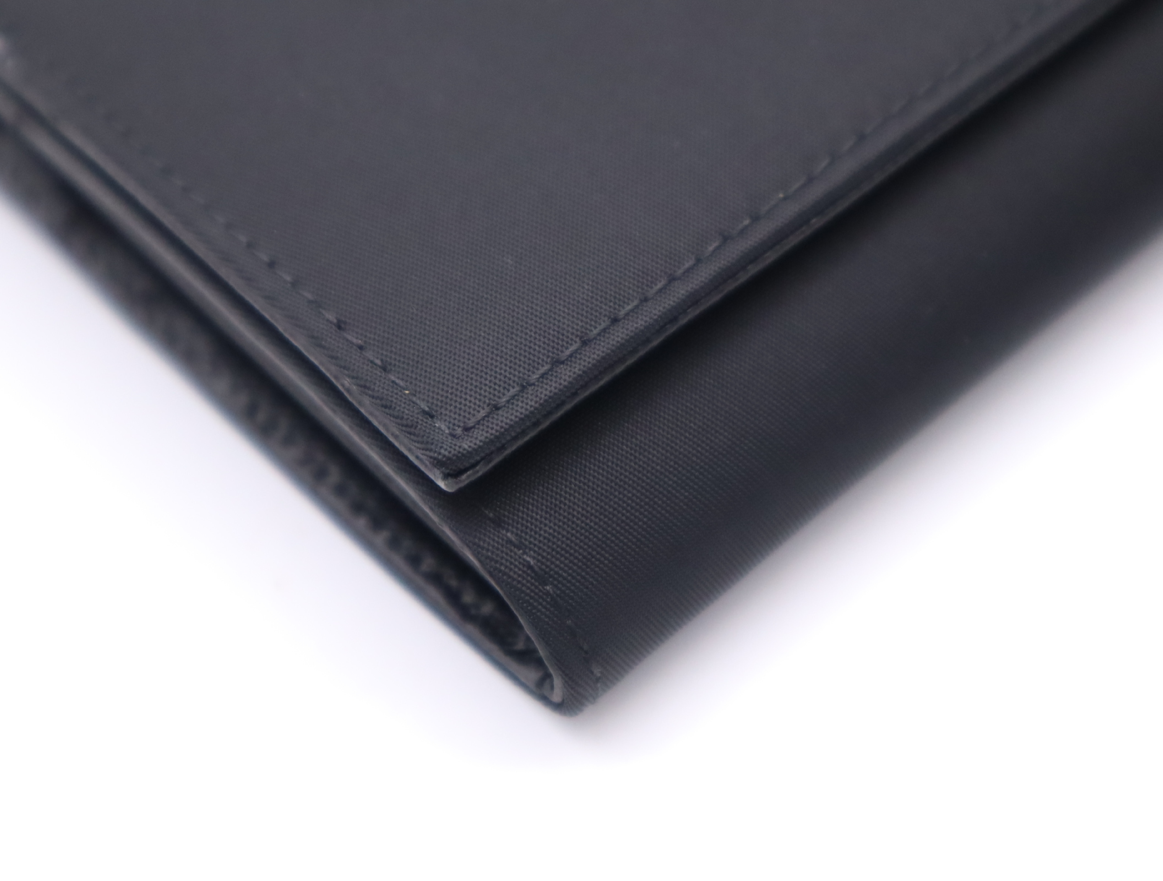 Tessuto Triangle Logo Bi-fold Long Wallet, Black, with Card Slots and Box. — view 6