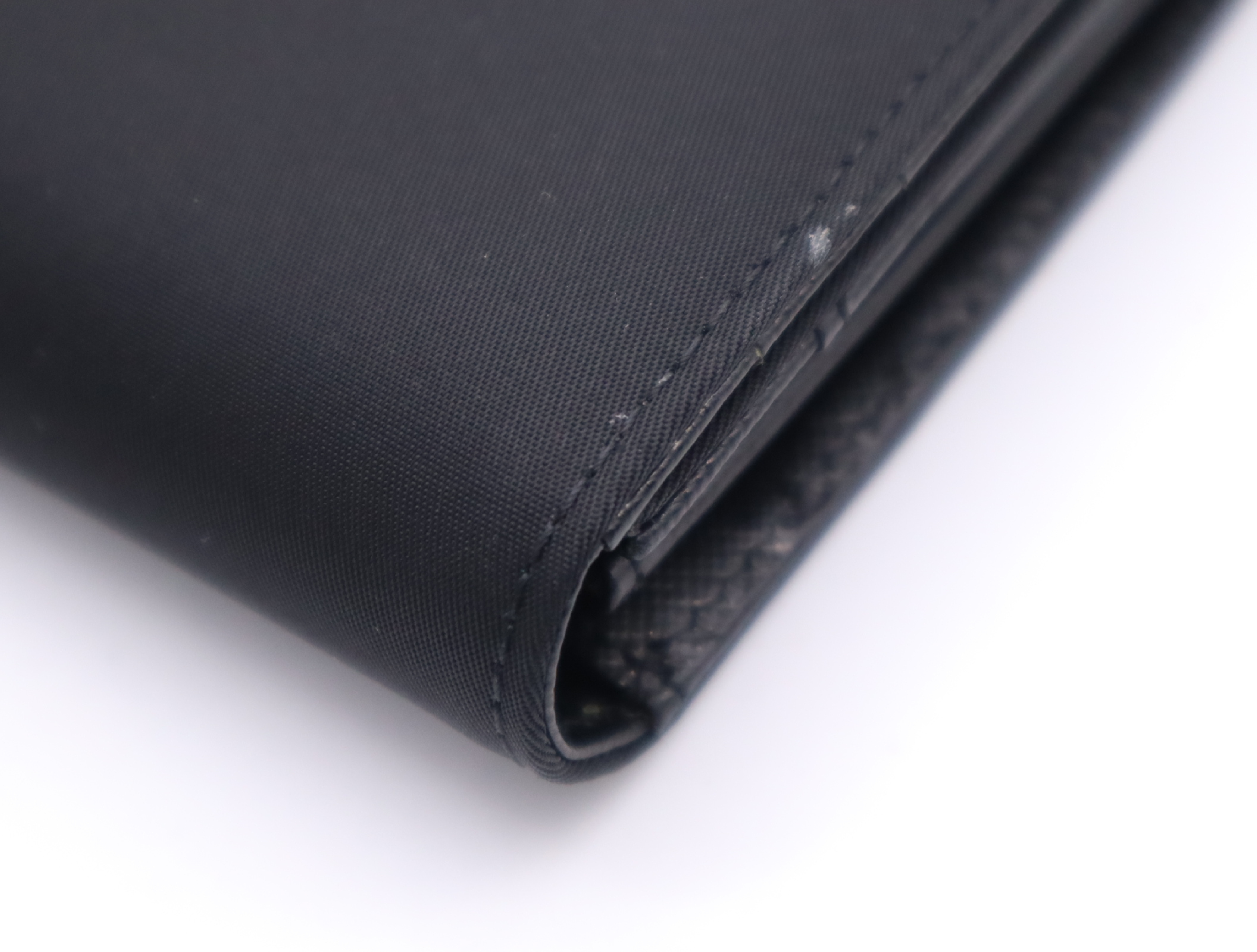 Tessuto Triangle Logo Bi-fold Long Wallet, Black, with Card Slots and Box. — view 9