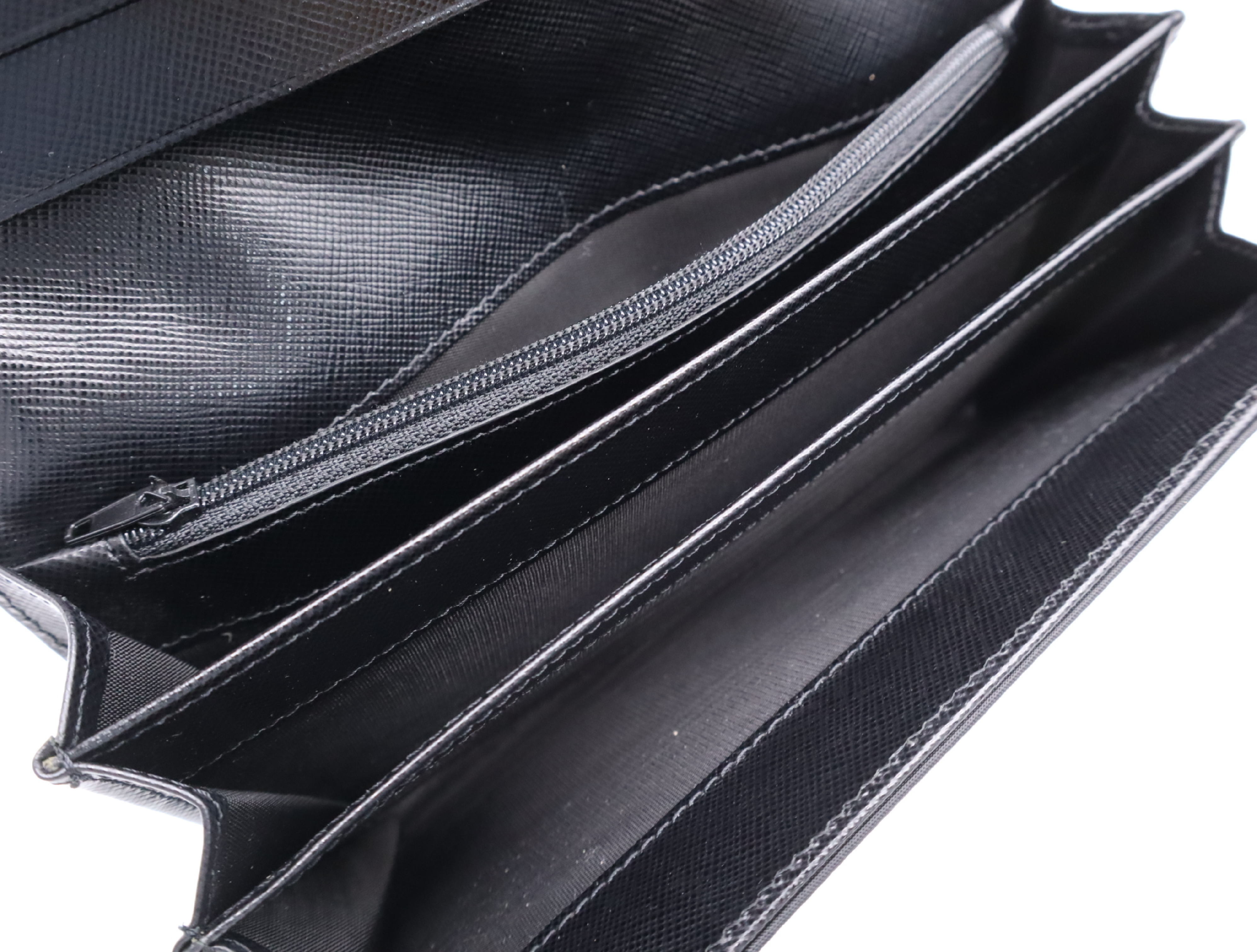 Tessuto Triangle Logo Bi-fold Long Wallet, Black, with Card Slots and Box. — view 10